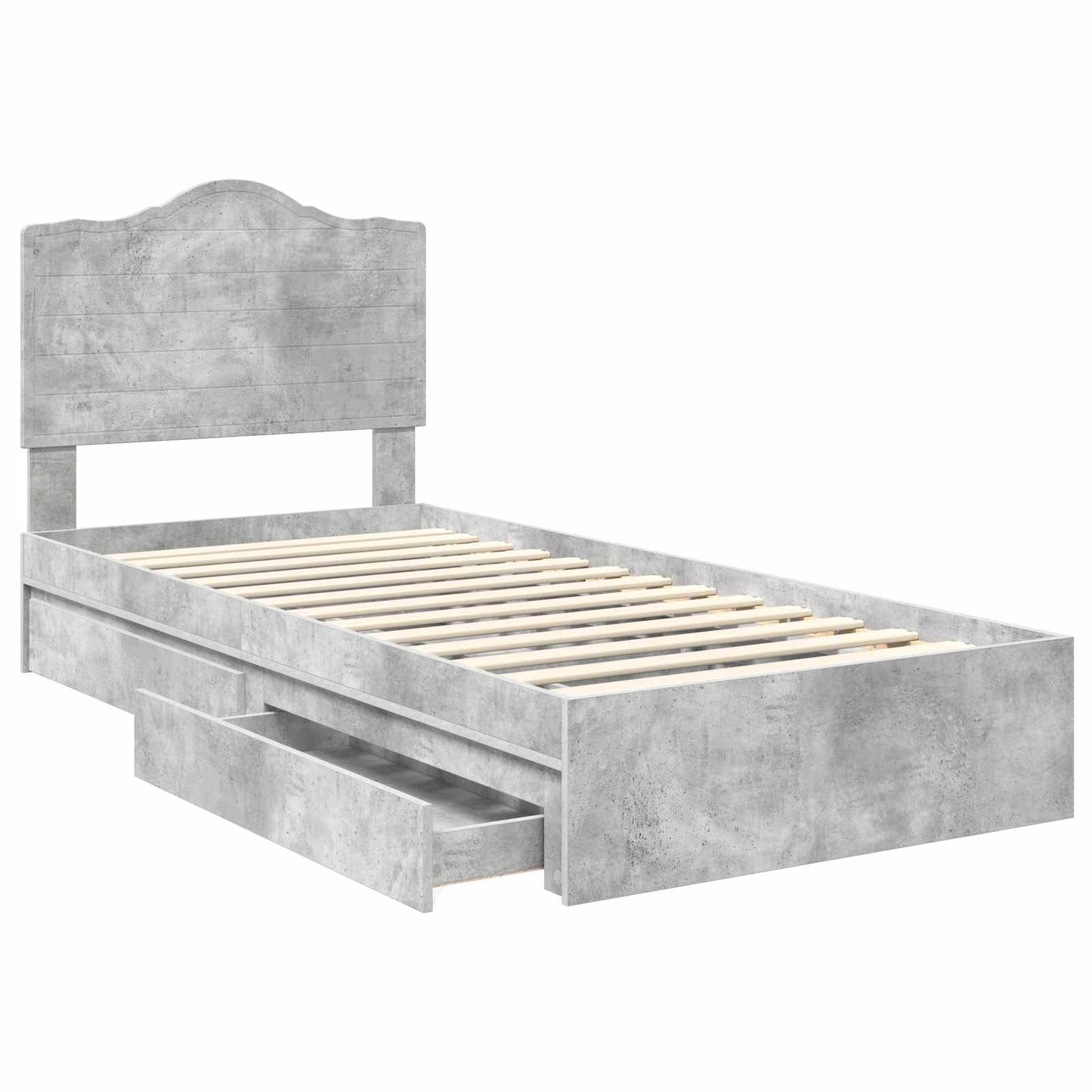 Storage Bed Concrete Grey 70 x 190 cm Engineered Wood