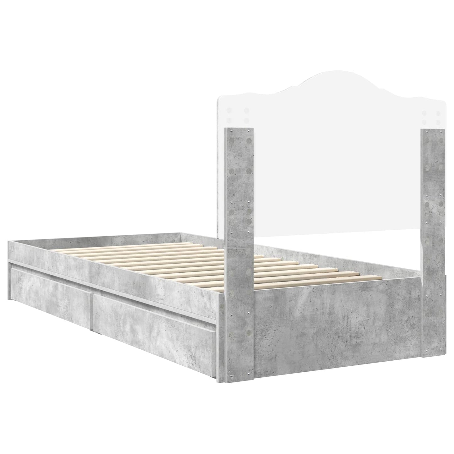 Storage Bed Concrete Grey 70 x 190 cm Engineered Wood