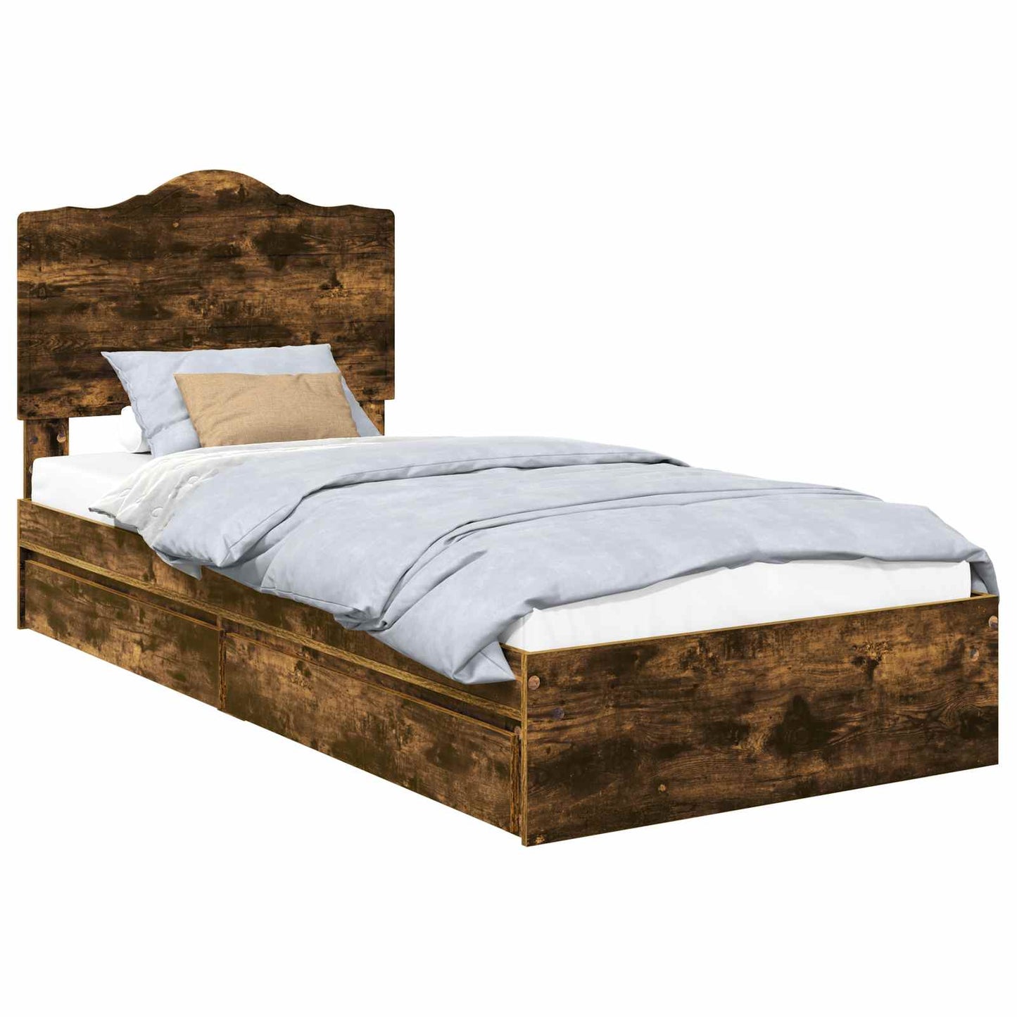 Storage Bed with Drawer Smoked Oak 70 x 190 cm Engineered Wood