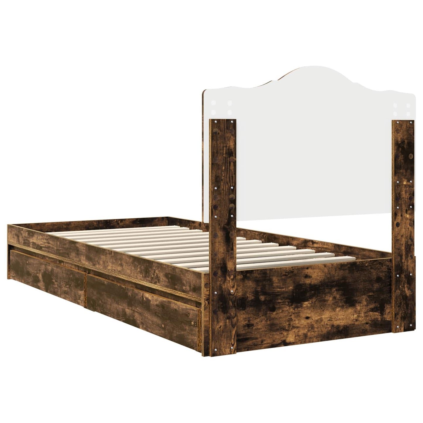 Storage Bed with Drawer Smoked Oak 70 x 190 cm Engineered Wood