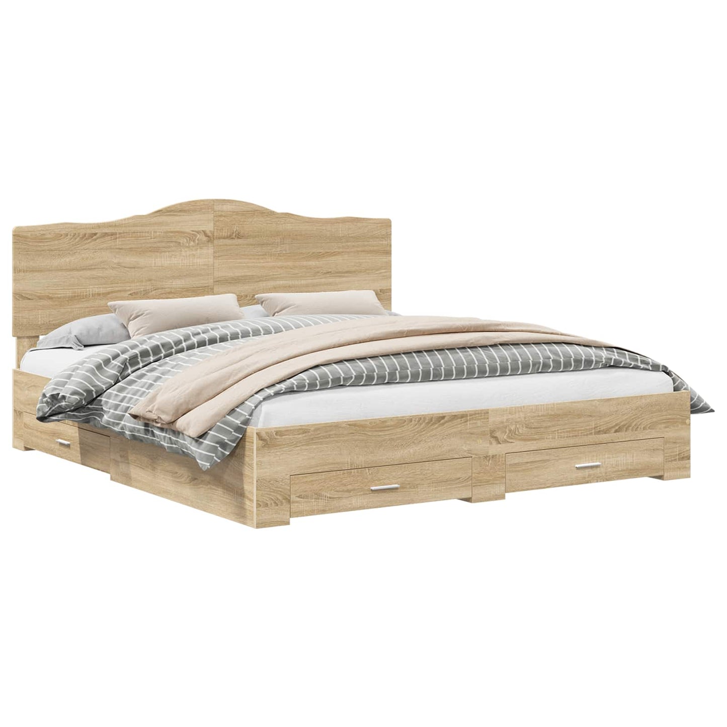 Bed Frame with Drawer Sonoma Oak 200 x 200 cm Engineered Wood