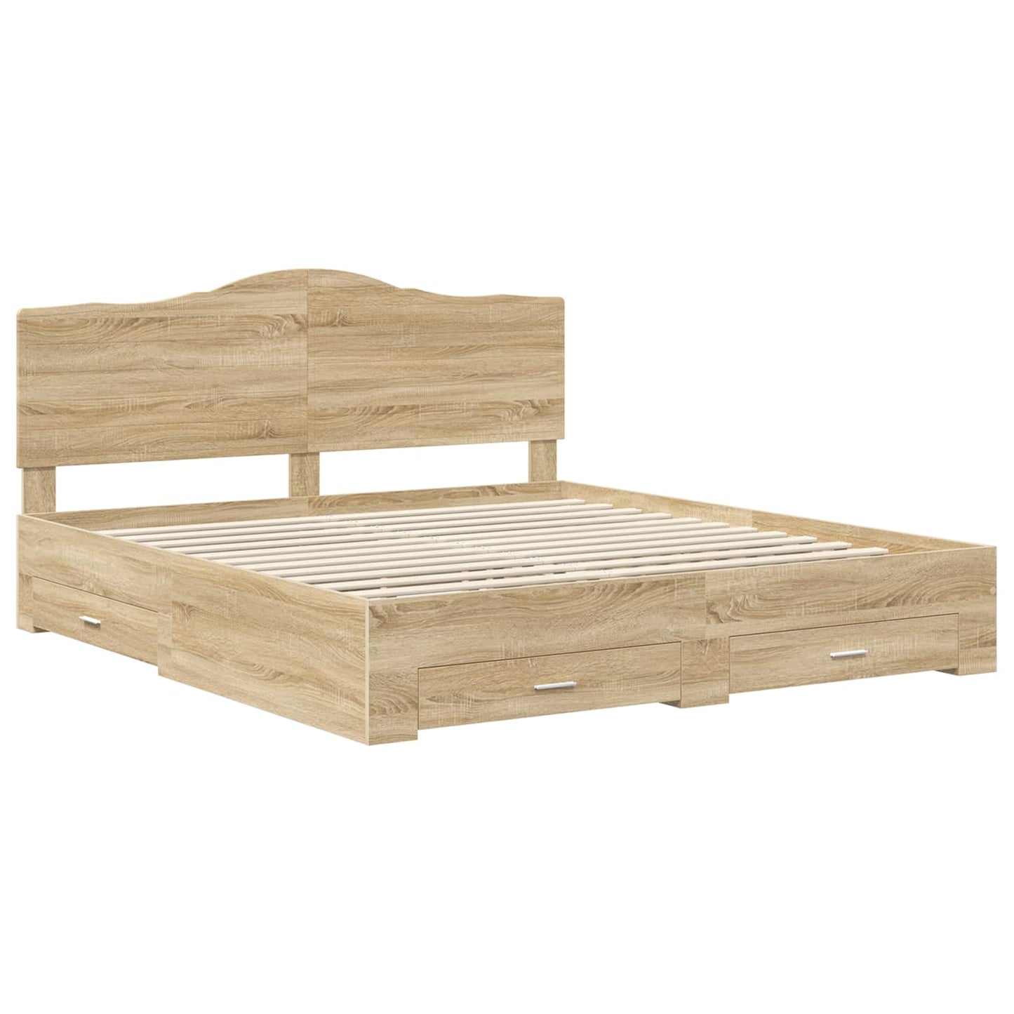 Bed Frame with Drawer Sonoma Oak 200 x 200 cm Engineered Wood