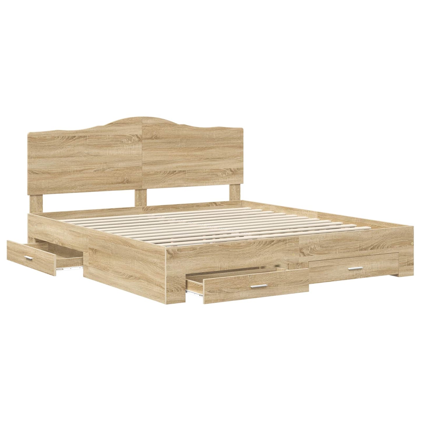 Bed Frame with Drawer Sonoma Oak 200 x 200 cm Engineered Wood