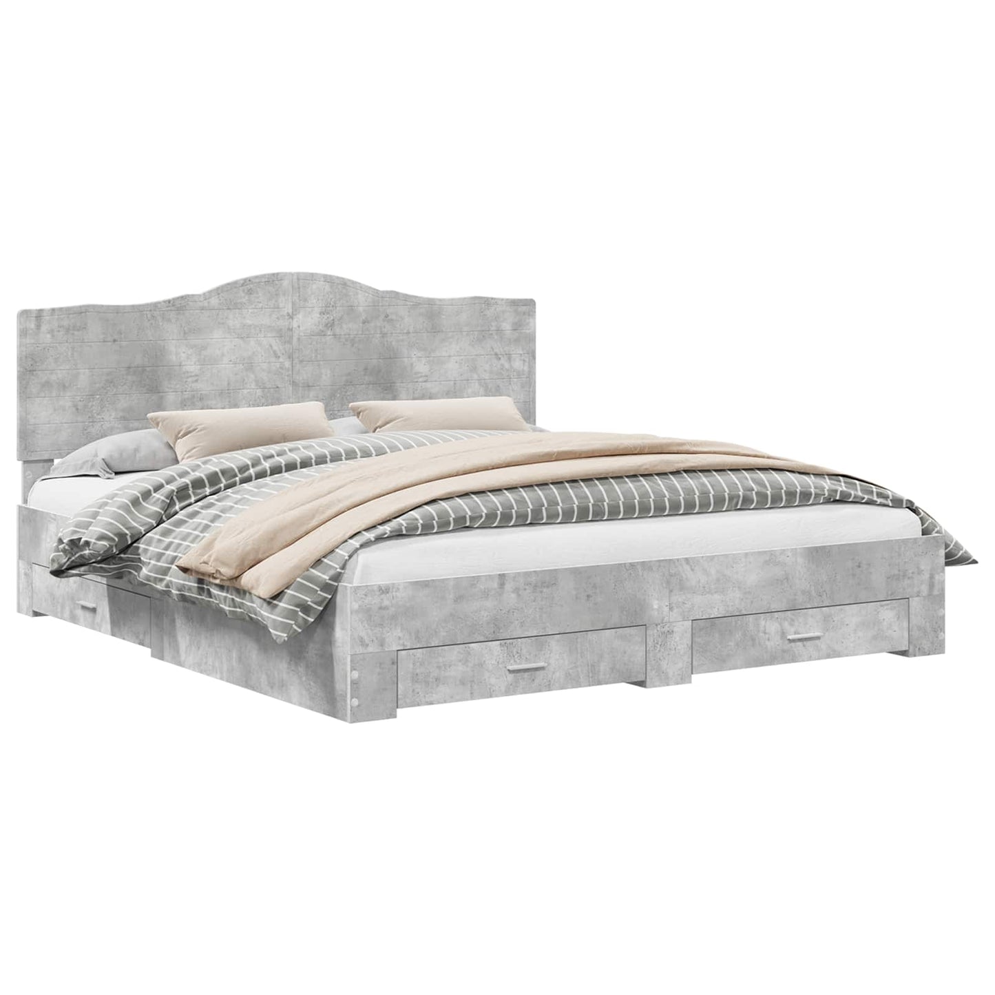Bed Frame Concrete Grey 200 x 200 cm Engineered Wood