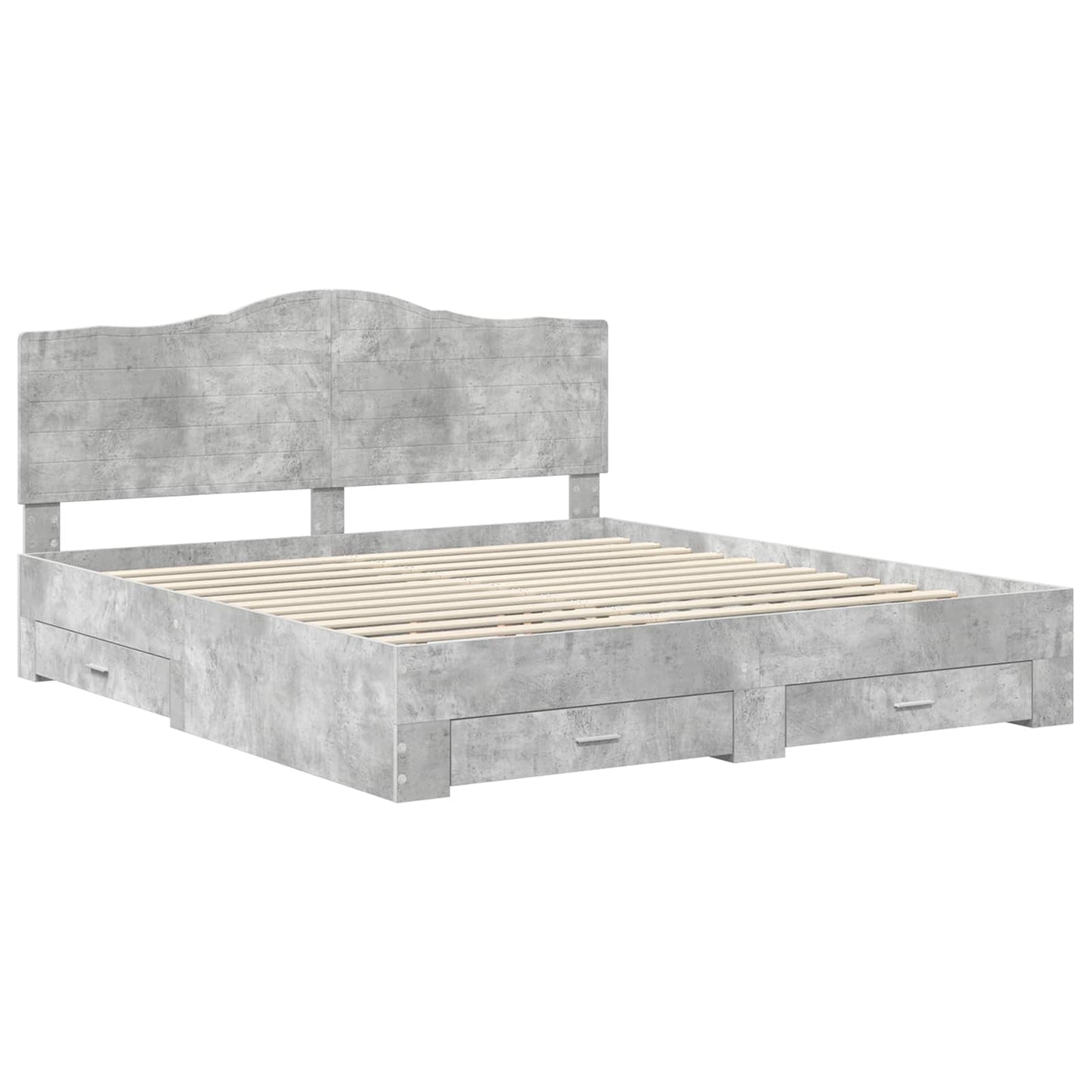 Bed Frame Concrete Grey 200 x 200 cm Engineered Wood