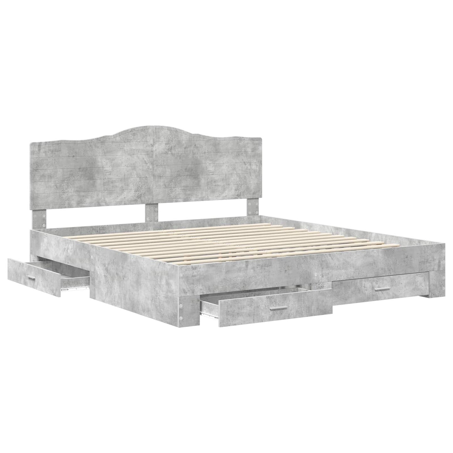 Bed Frame Concrete Grey 200 x 200 cm Engineered Wood