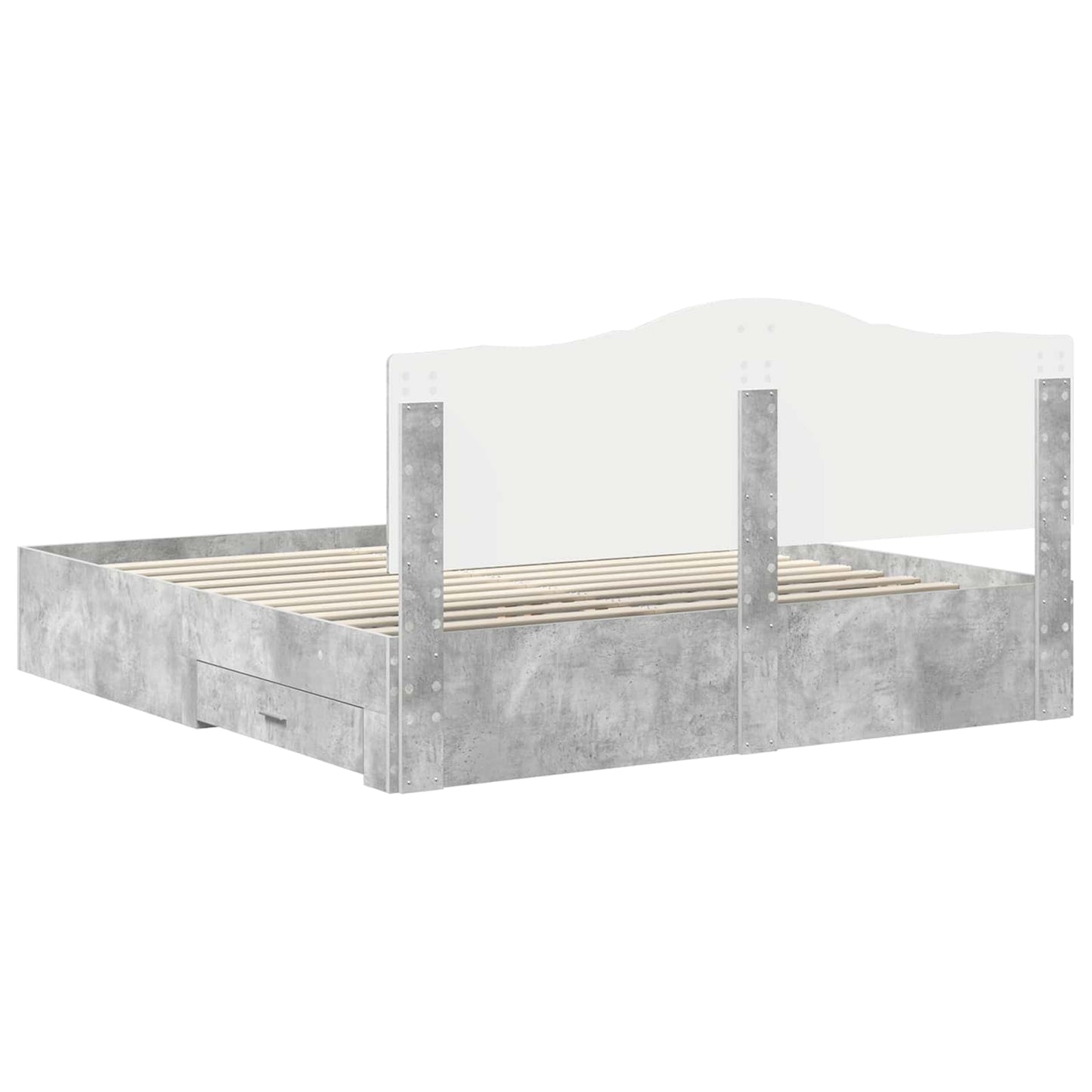 Bed Frame Concrete Grey 200 x 200 cm Engineered Wood