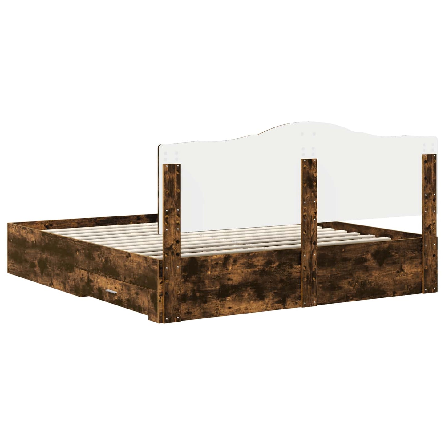 Bed Frame with Drawer Smoked Oak 200 x 200 cm Engineered Wood