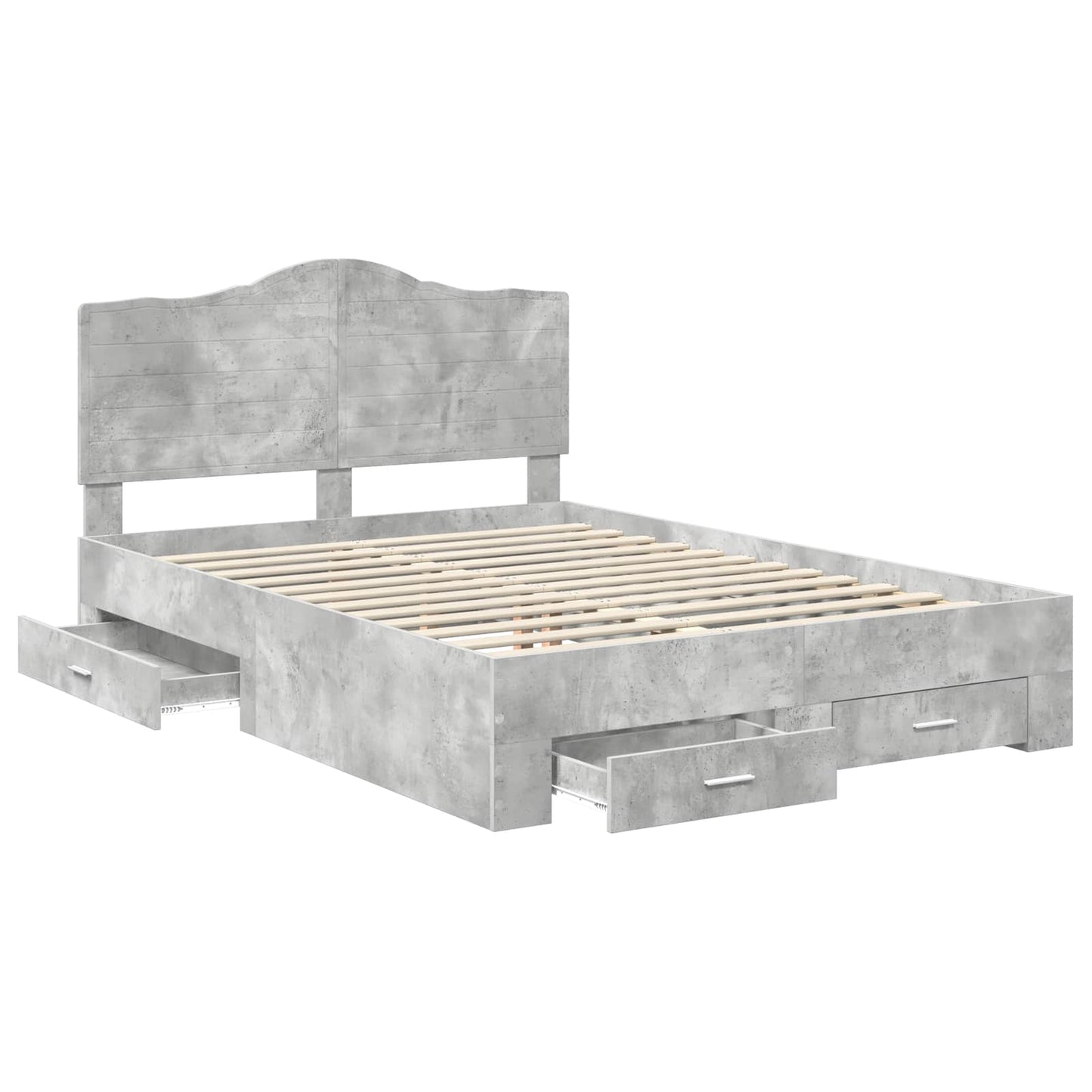 Bed Frame Concrete Grey 150 x 200 cm Engineered Wood
