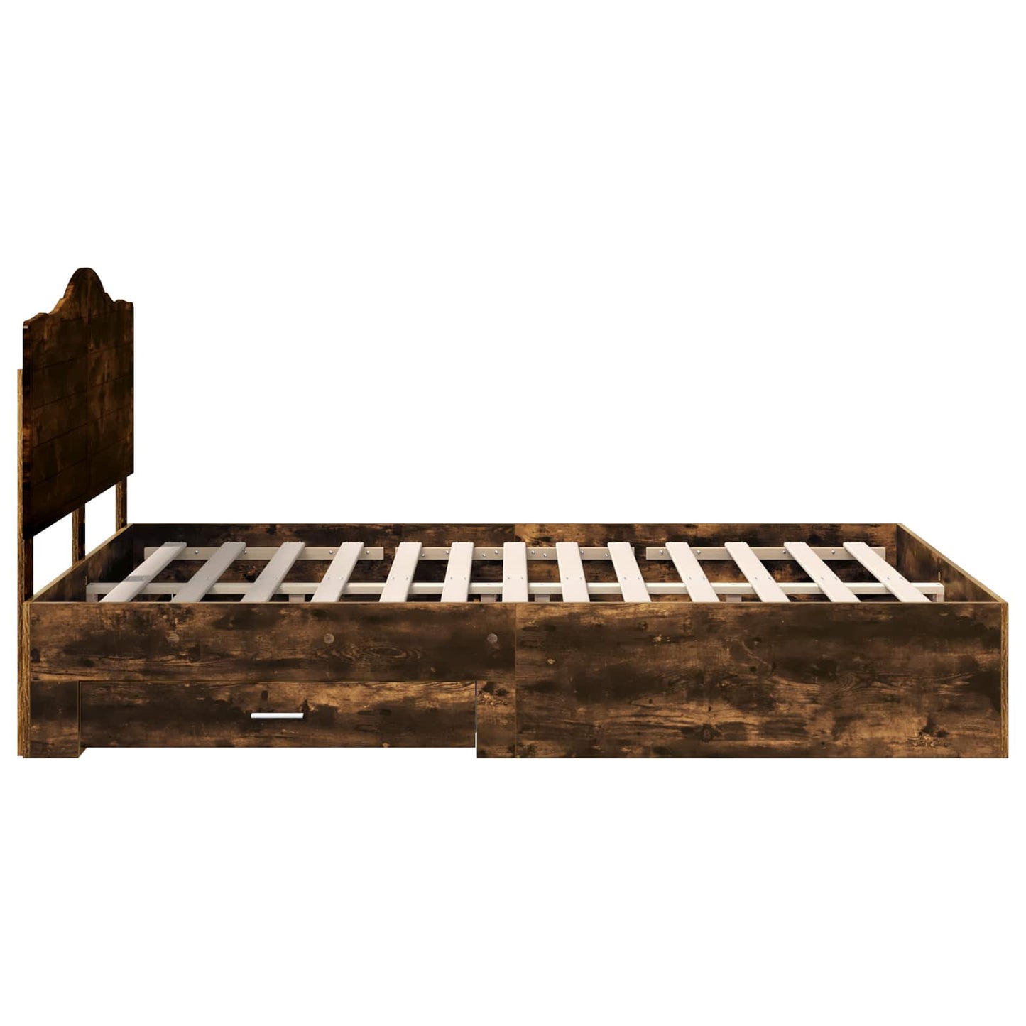 Bed Frame with Drawer Smoked Oak 140 x 200 cm Engineered Wood
