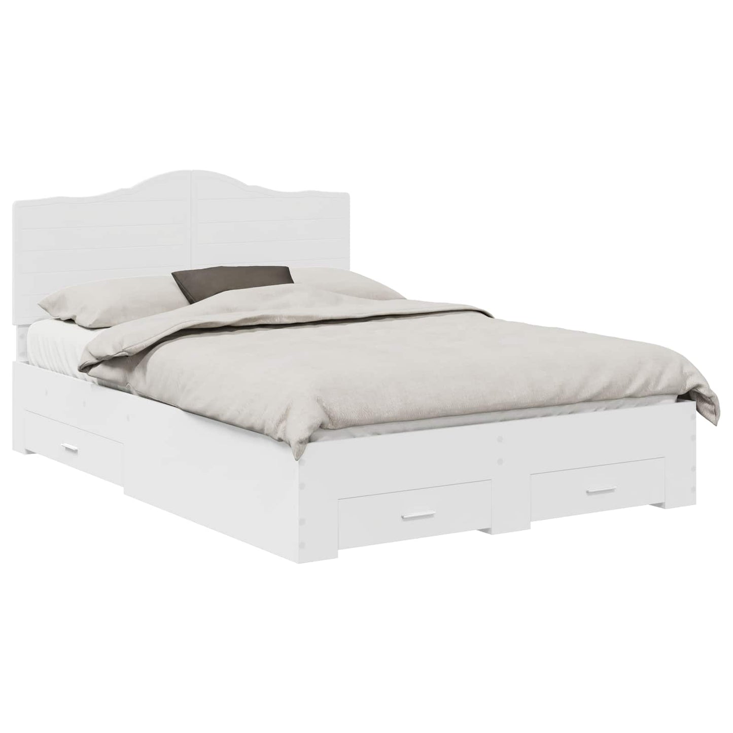 Bed Frame with Headboard White 140 x 190 cm Engineered Wood
