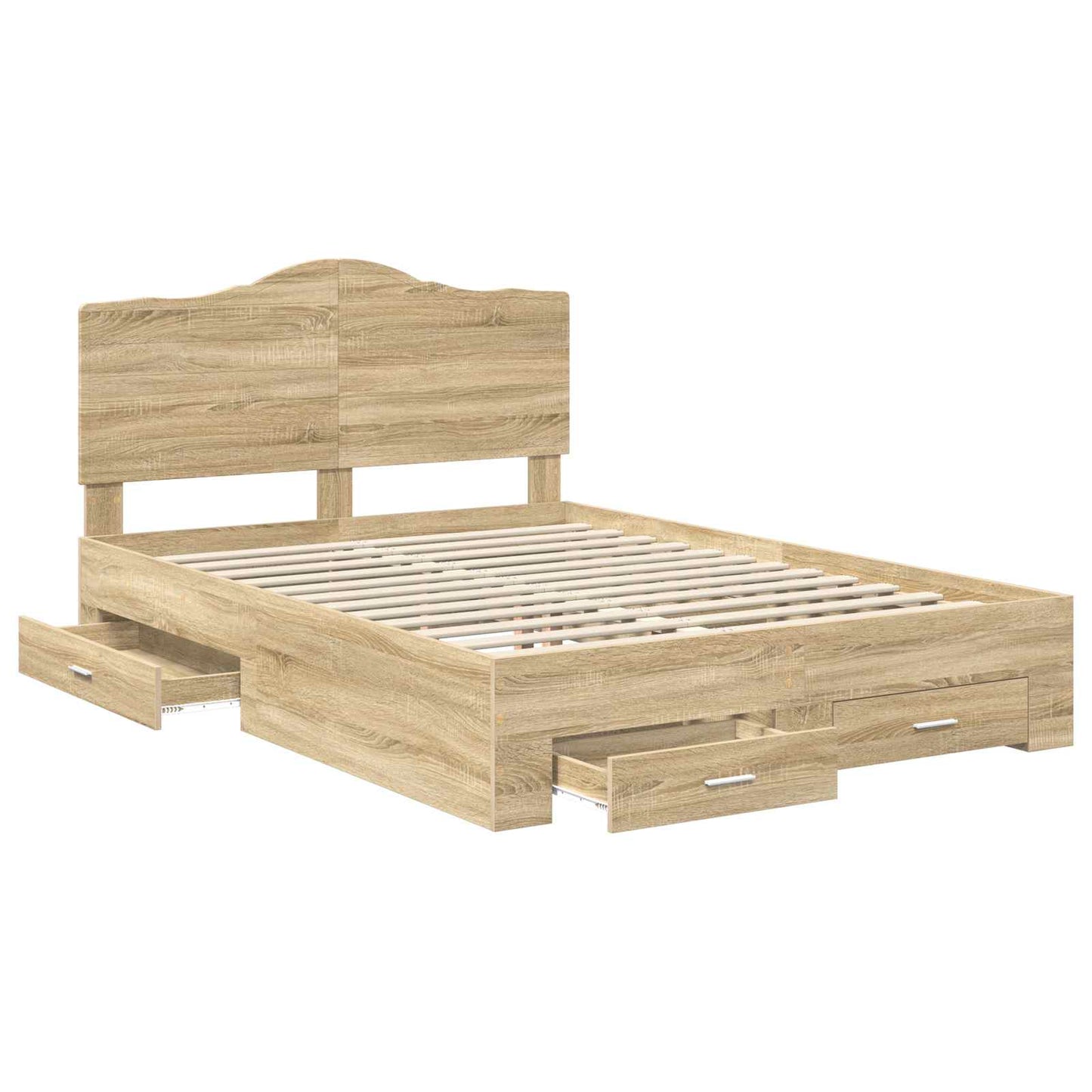 Bed Frame with Drawer Sonoma Oak 140 x 190 cm Engineered Wood
