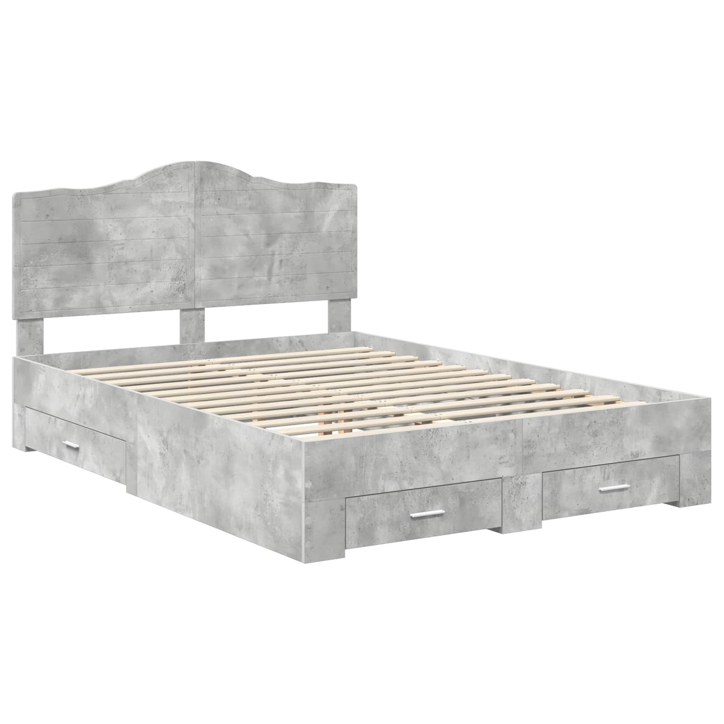 Bed Frame Concrete Grey 140 x 190 cm Engineered Wood