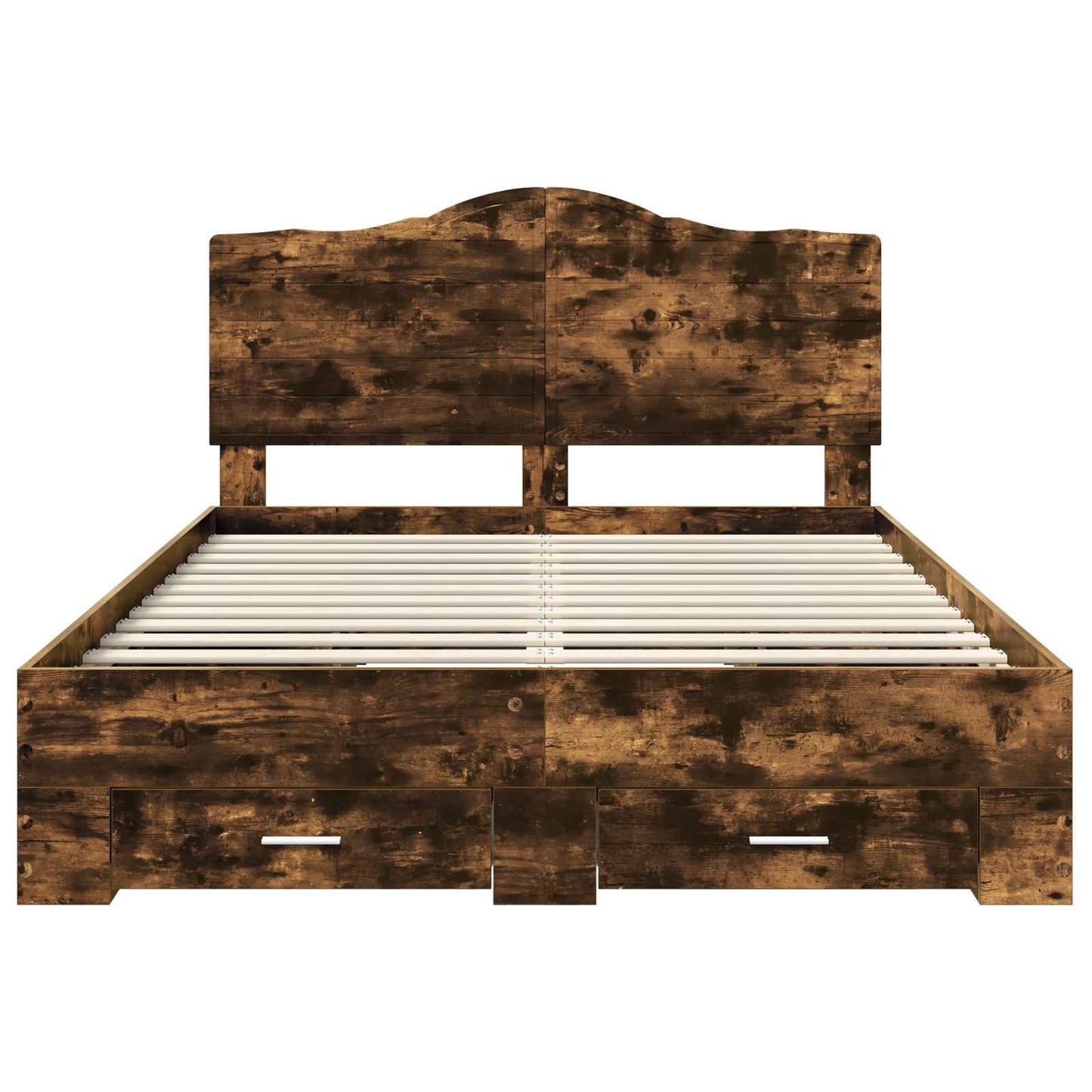 Bed Frame with Drawer Smoked Oak 140 x 190 cm Engineered Wood