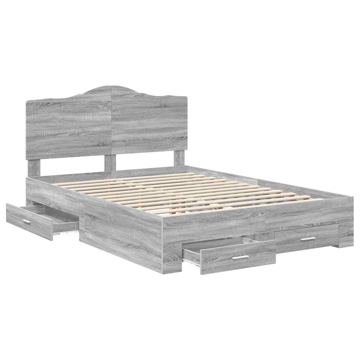 Bed Frame with Drawer Grey Sonoma 140 x 190 cm Engineered Wood