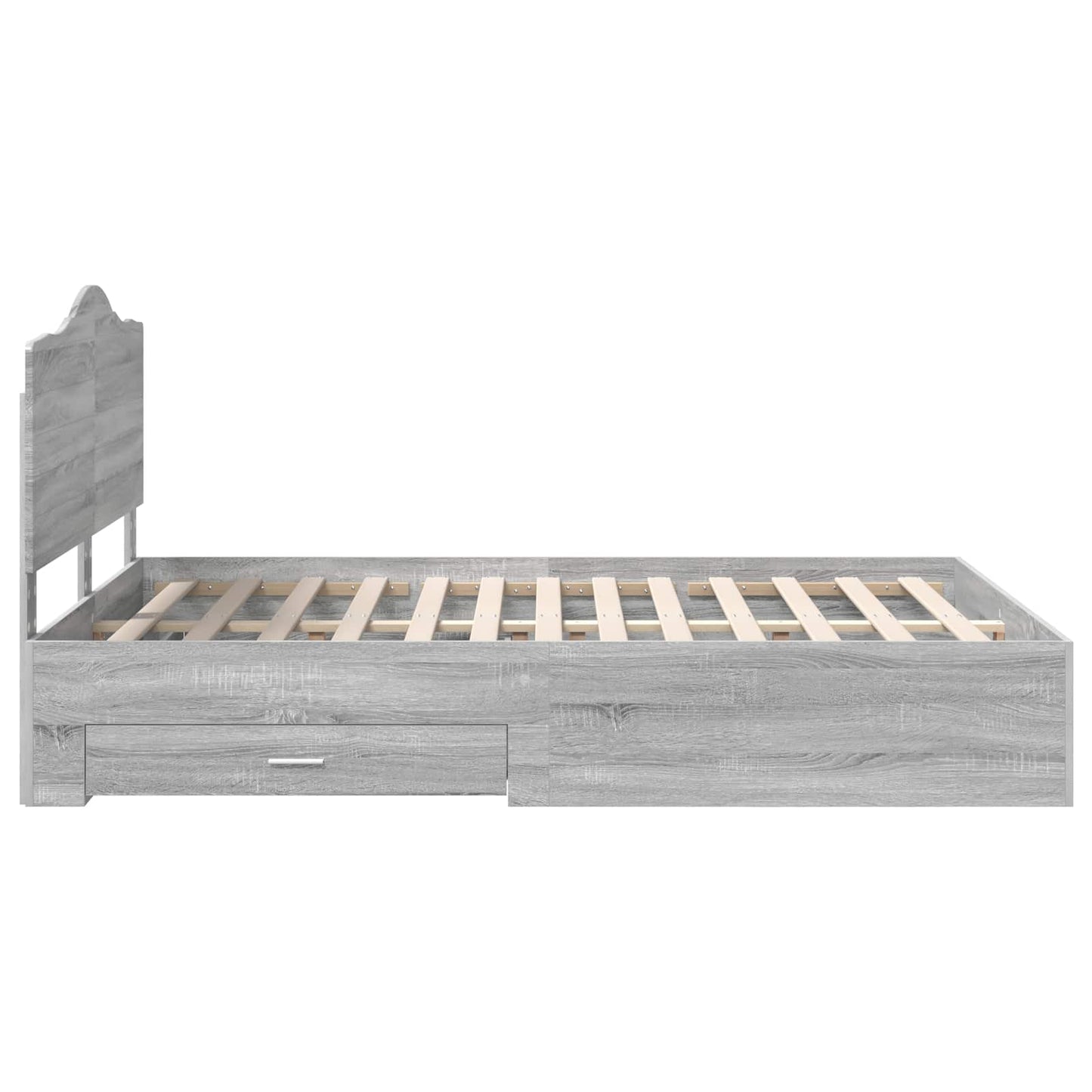 Bed Frame with Drawer Grey Sonoma 140 x 190 cm Engineered Wood
