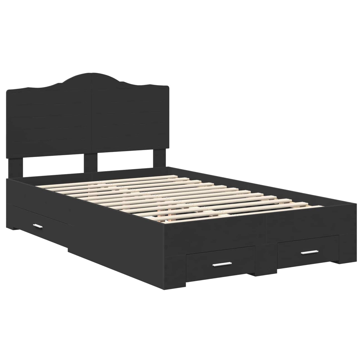 Bed Frame with Headboard Black 135 x 190 cm Engineered Wood