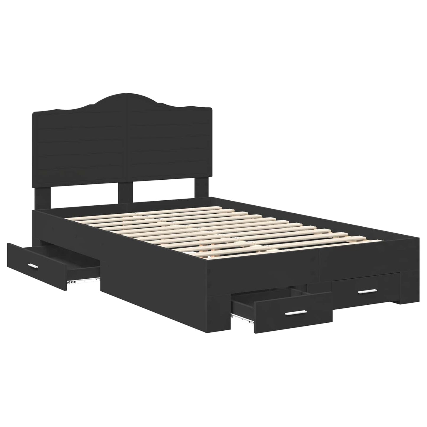 Bed Frame with Headboard Black 135 x 190 cm Engineered Wood
