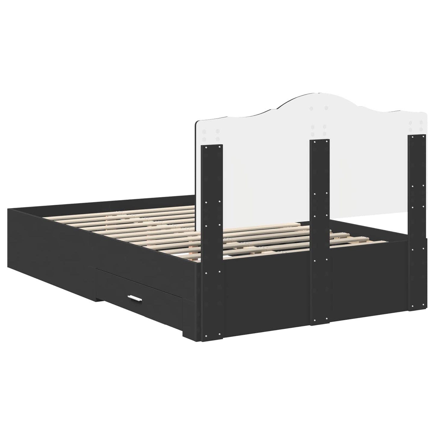 Bed Frame with Headboard Black 135 x 190 cm Engineered Wood