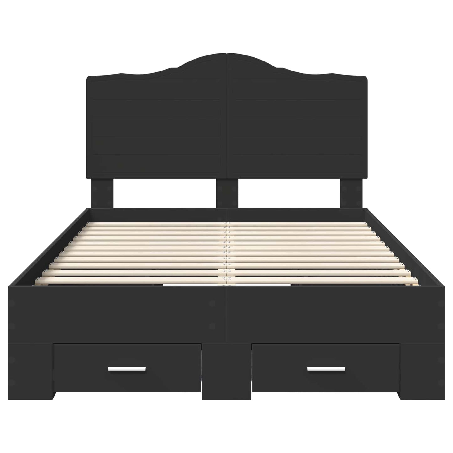 Bed Frame with Headboard Black 135 x 190 cm Engineered Wood