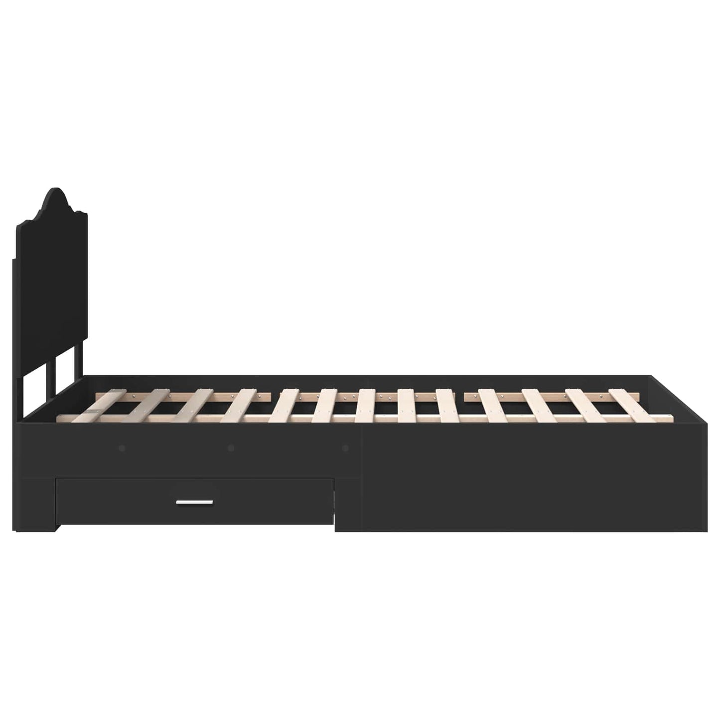 Bed Frame with Headboard Black 135 x 190 cm Engineered Wood