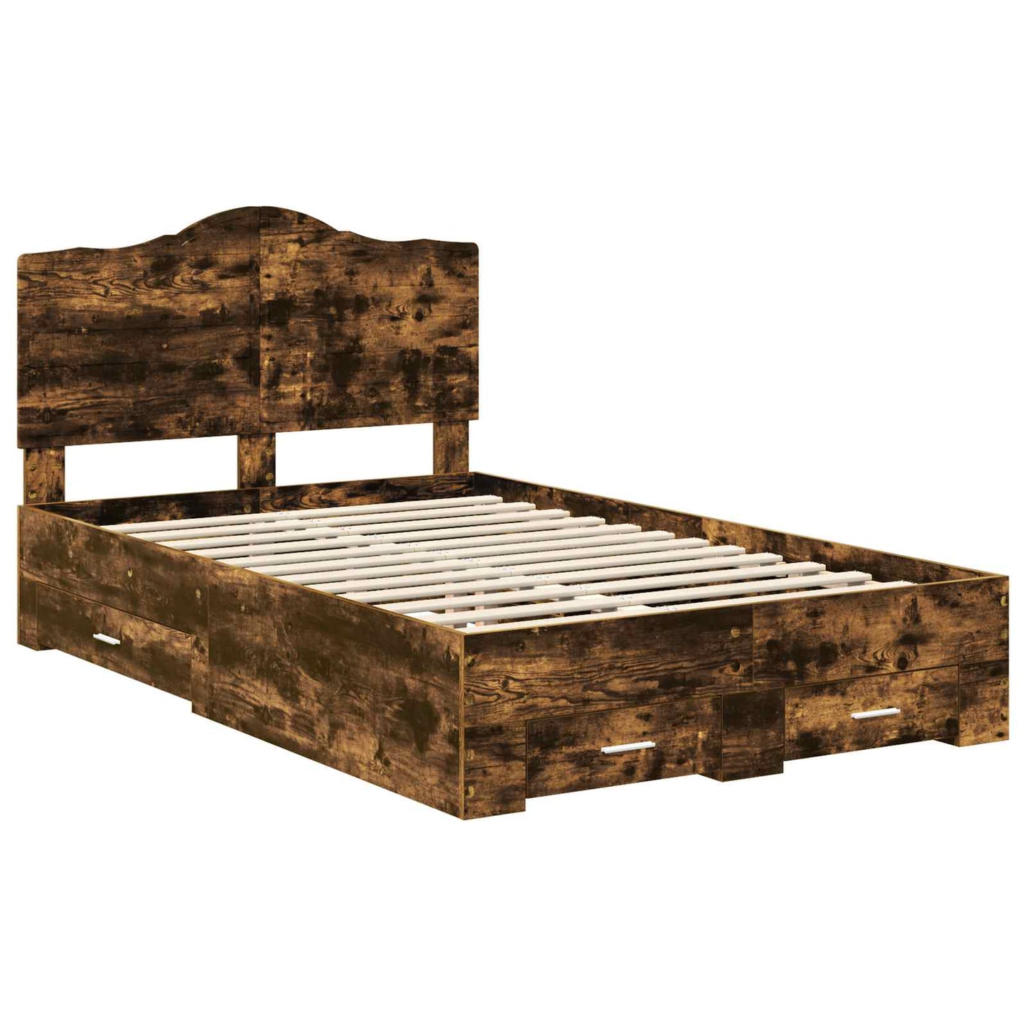 Bed Frame with Drawer Smoked Oak 135 x 190 cm Engineered Wood