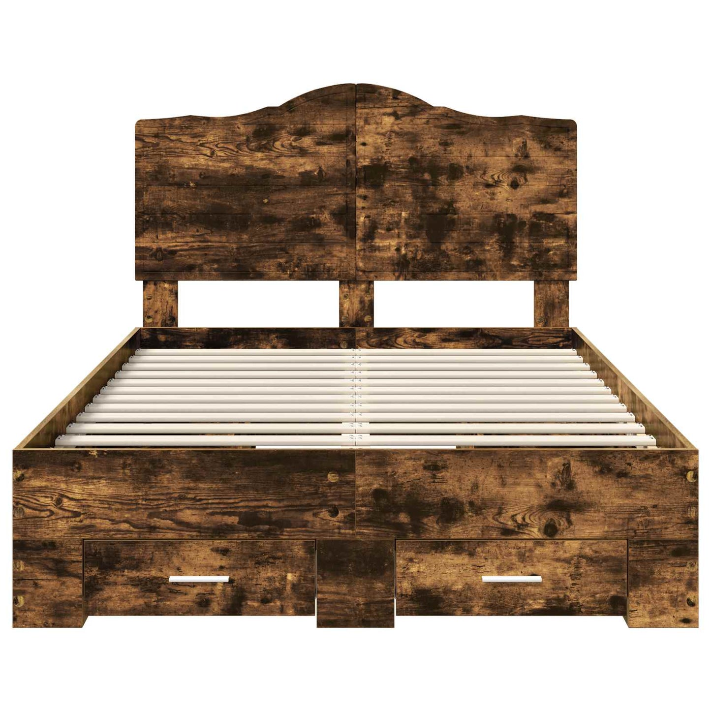 Bed Frame with Drawer Smoked Oak 135 x 190 cm Engineered Wood