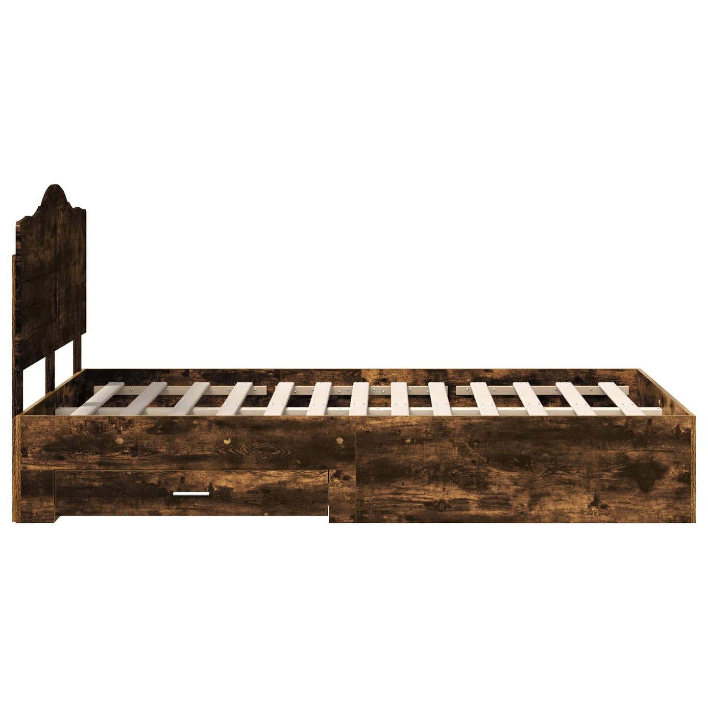 Bed Frame with Drawer Smoked Oak 135 x 190 cm Engineered Wood