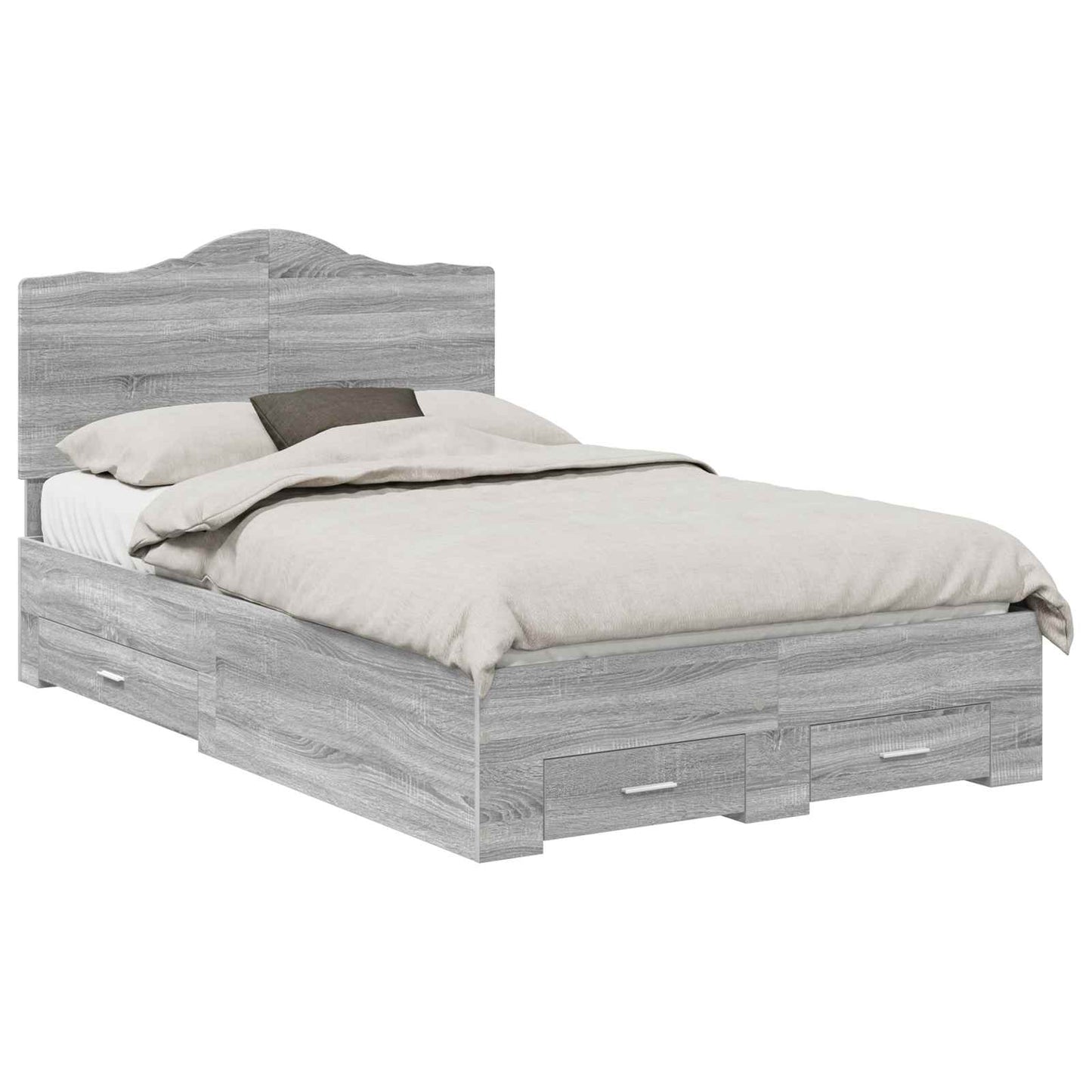 Bed Frame with Drawer Grey Sonoma 135 x 190 cm Engineered Wood