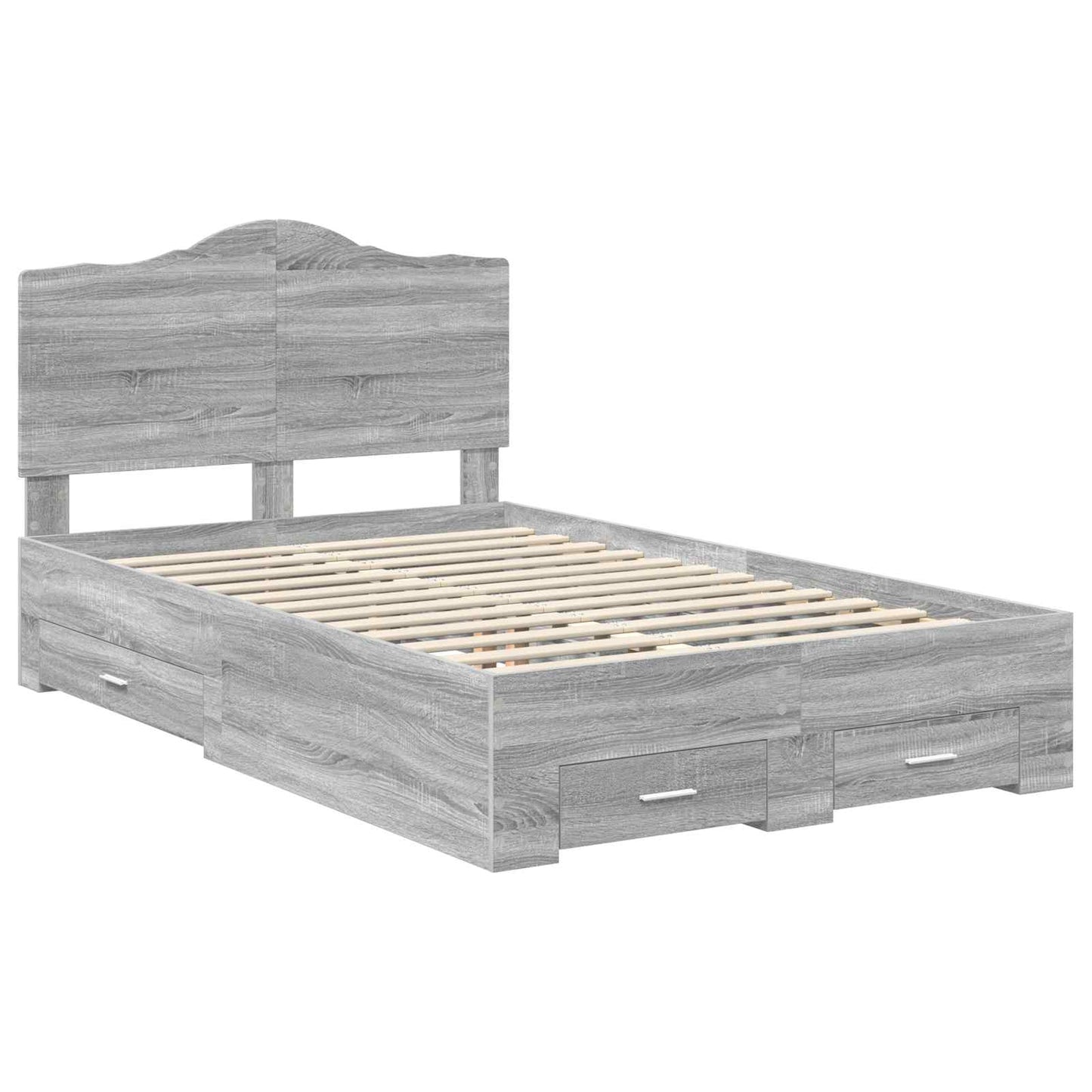 Bed Frame with Drawer Grey Sonoma 135 x 190 cm Engineered Wood