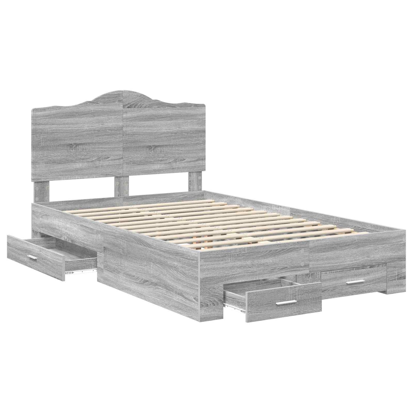 Bed Frame with Drawer Grey Sonoma 135 x 190 cm Engineered Wood