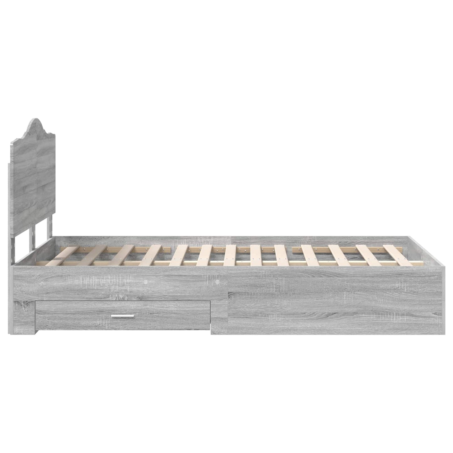 Bed Frame with Drawer Grey Sonoma 135 x 190 cm Engineered Wood