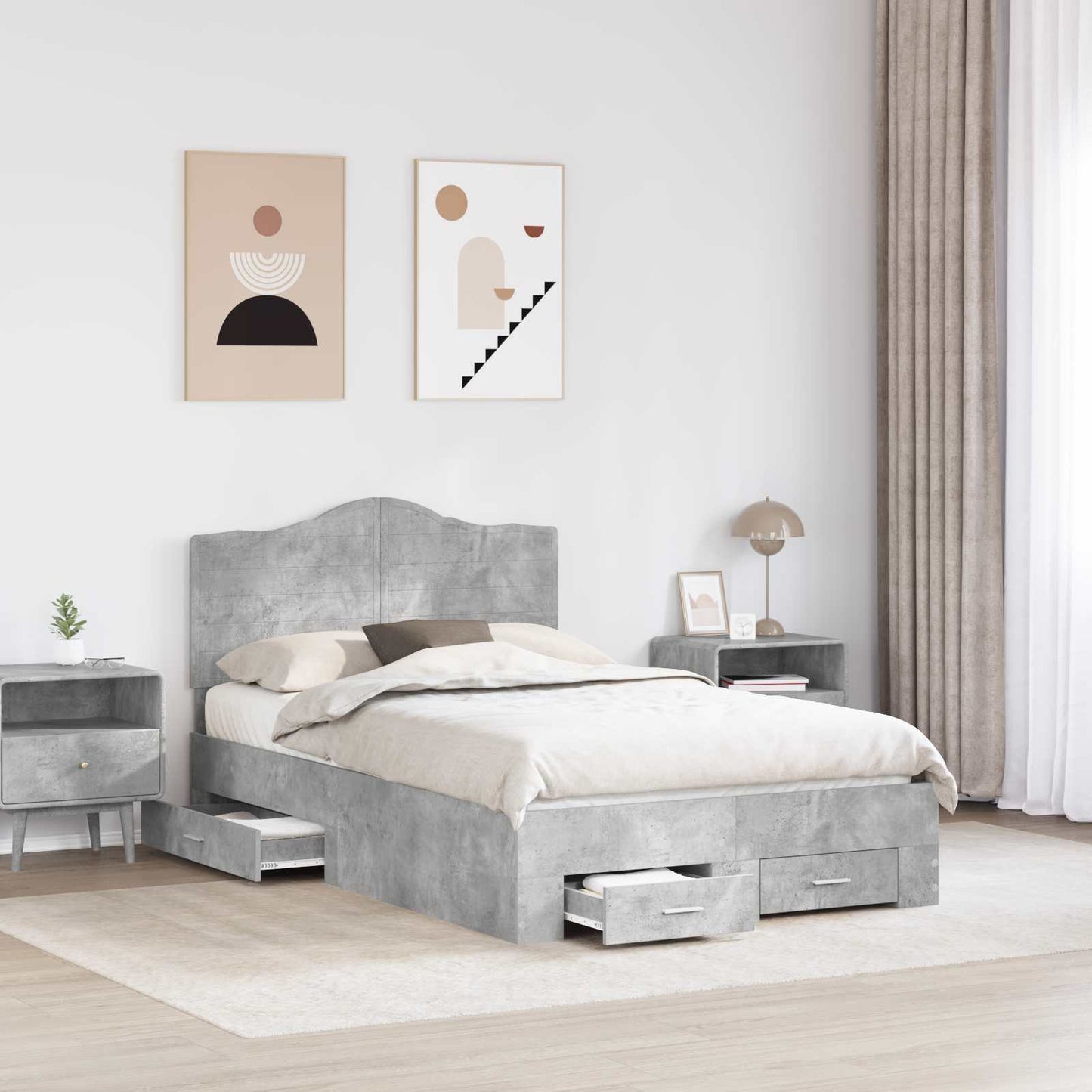 Bed Frame Concrete Grey 120 x 200 cm Engineered Wood