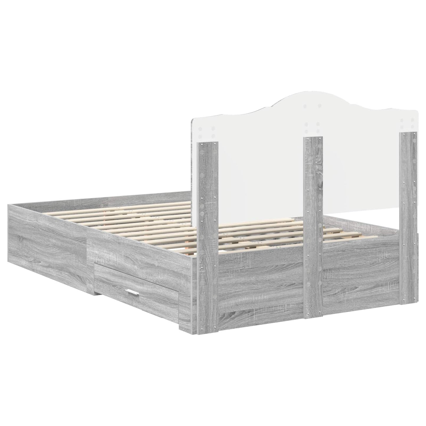 Bed Frame with Drawer Grey Sonoma 120 x 200 cm Engineered Wood