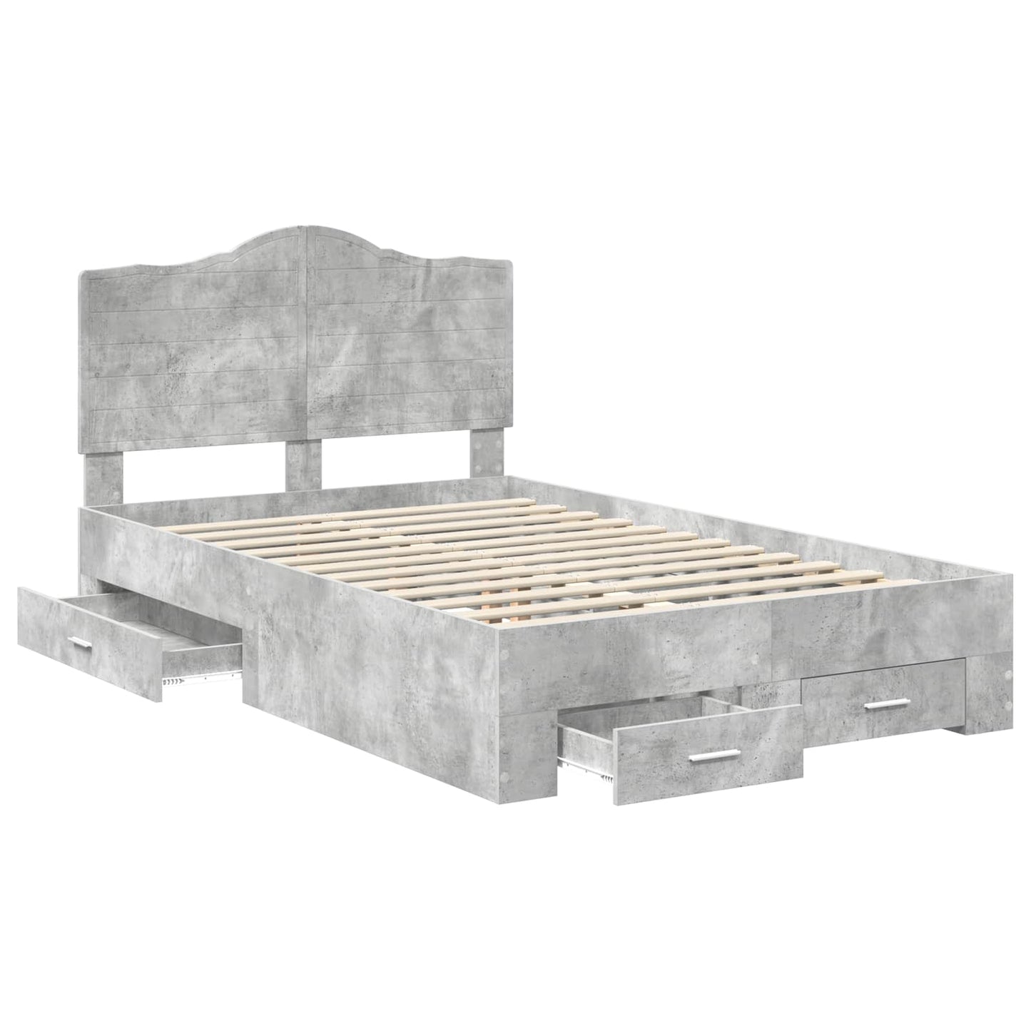 Bed Frame Concrete Grey 120 x 190 cm Engineered Wood