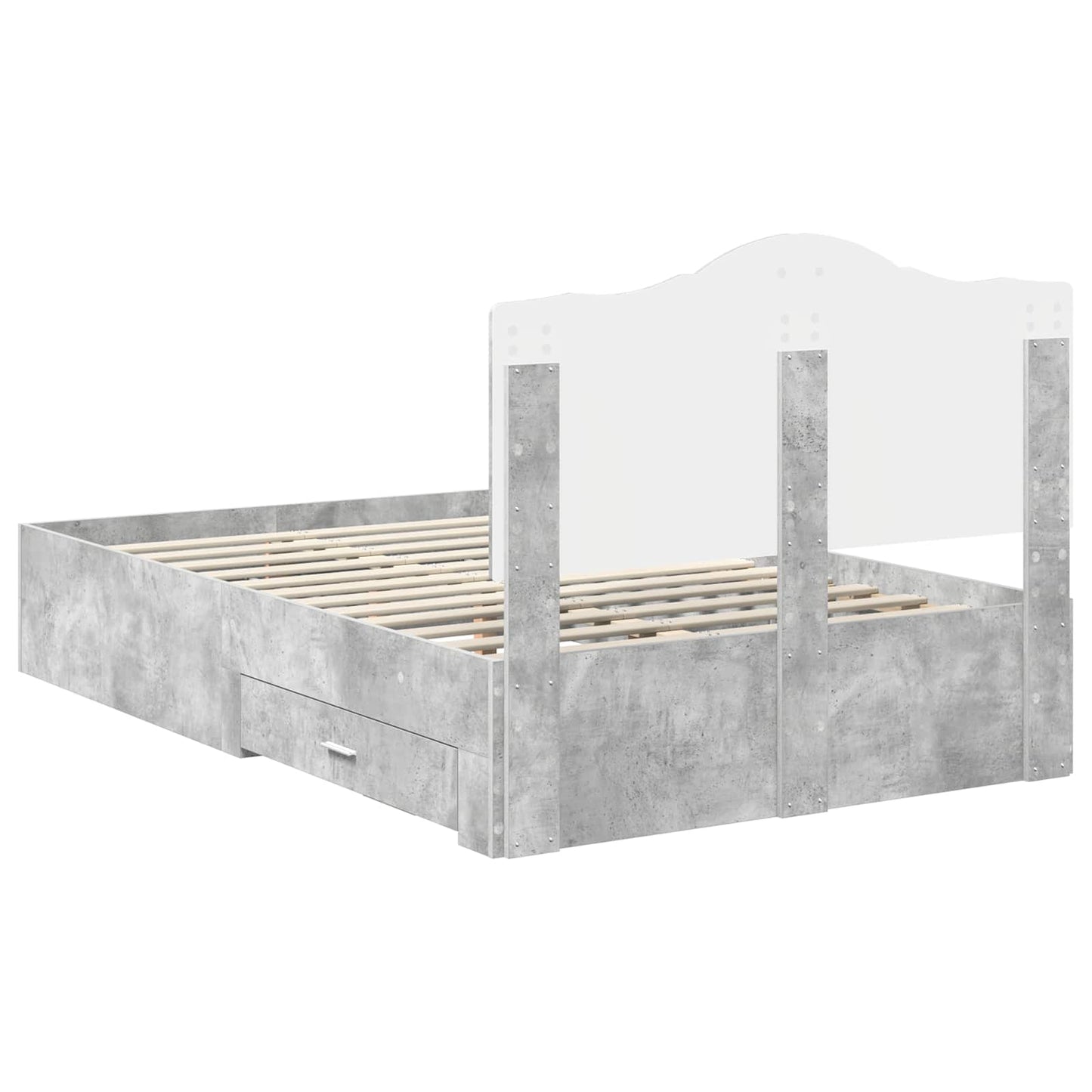 Bed Frame Concrete Grey 120 x 190 cm Engineered Wood