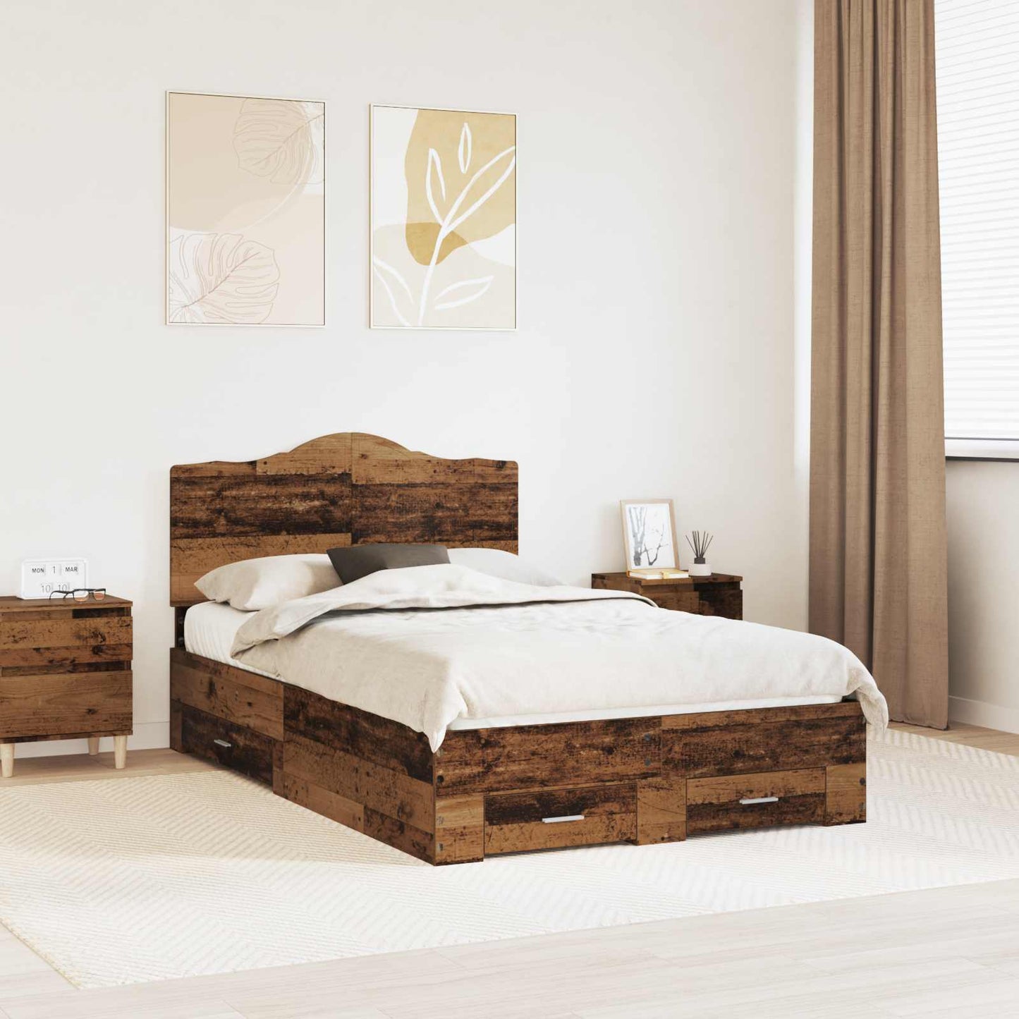 Bed Frame with Headboard Old Wood 120 x 190 cm Engineered Wood