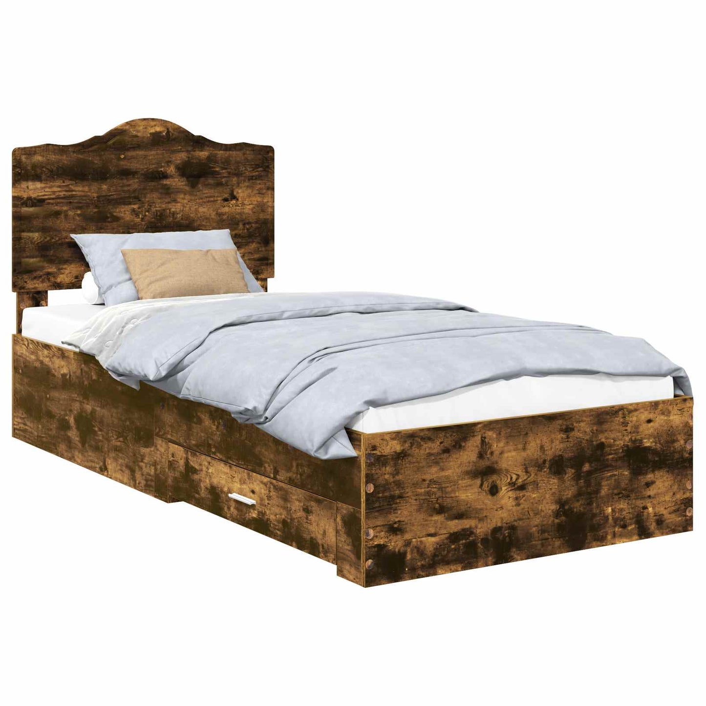 Bed Frame with Drawer Smoked Oak 100 x 200 cm Engineered Wood