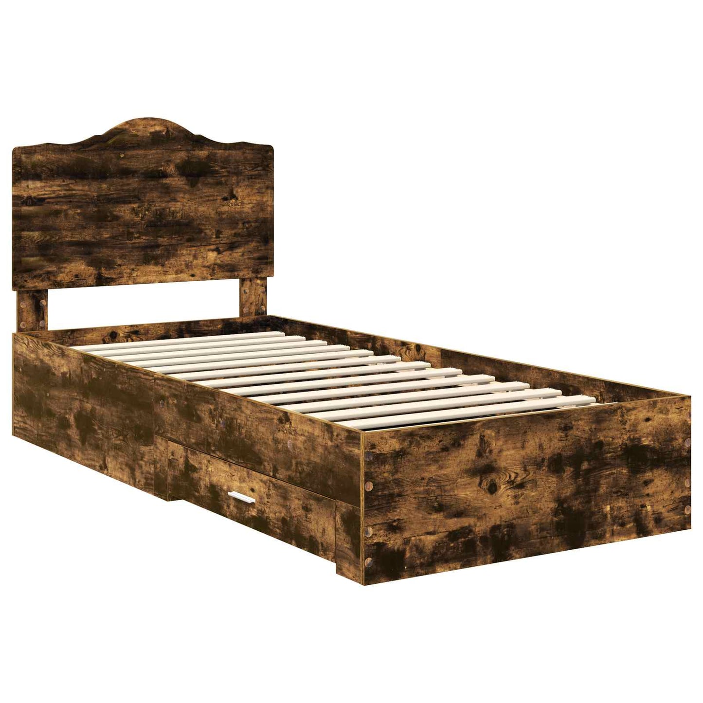 Bed Frame with Drawer Smoked Oak 100 x 200 cm Engineered Wood