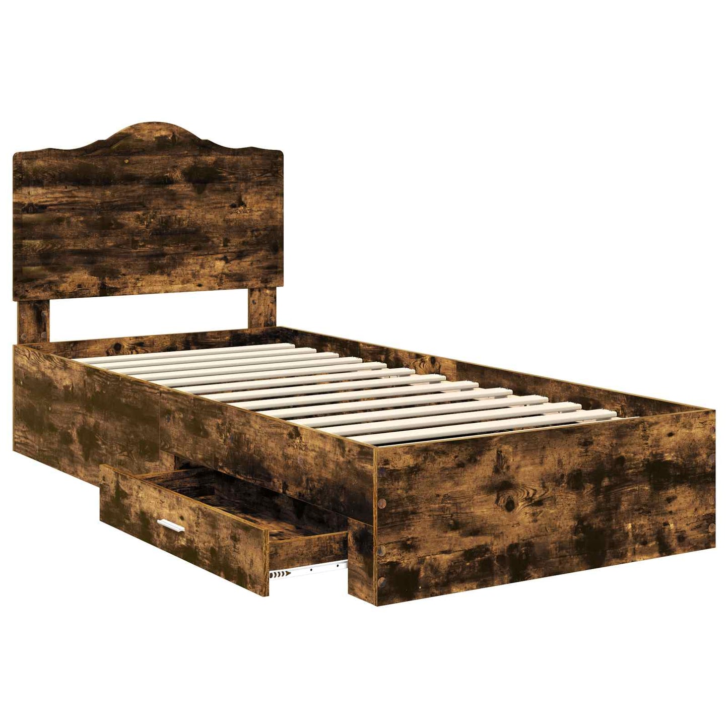 Bed Frame with Drawer Smoked Oak 100 x 200 cm Engineered Wood