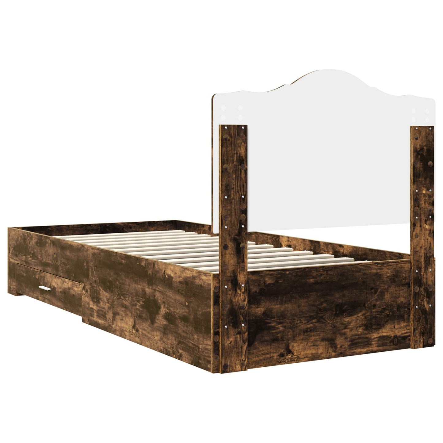 Bed Frame with Drawer Smoked Oak 100 x 200 cm Engineered Wood