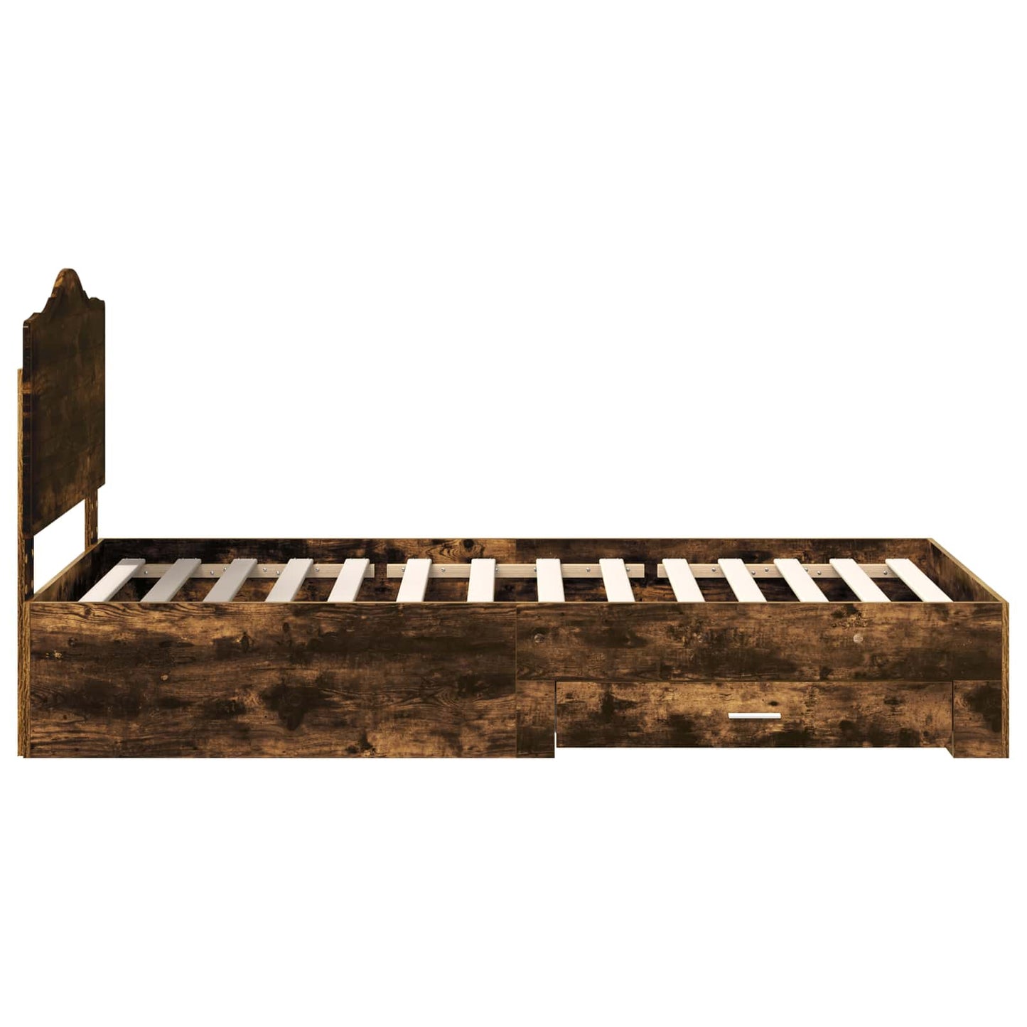 Bed Frame with Drawer Smoked Oak 100 x 200 cm Engineered Wood