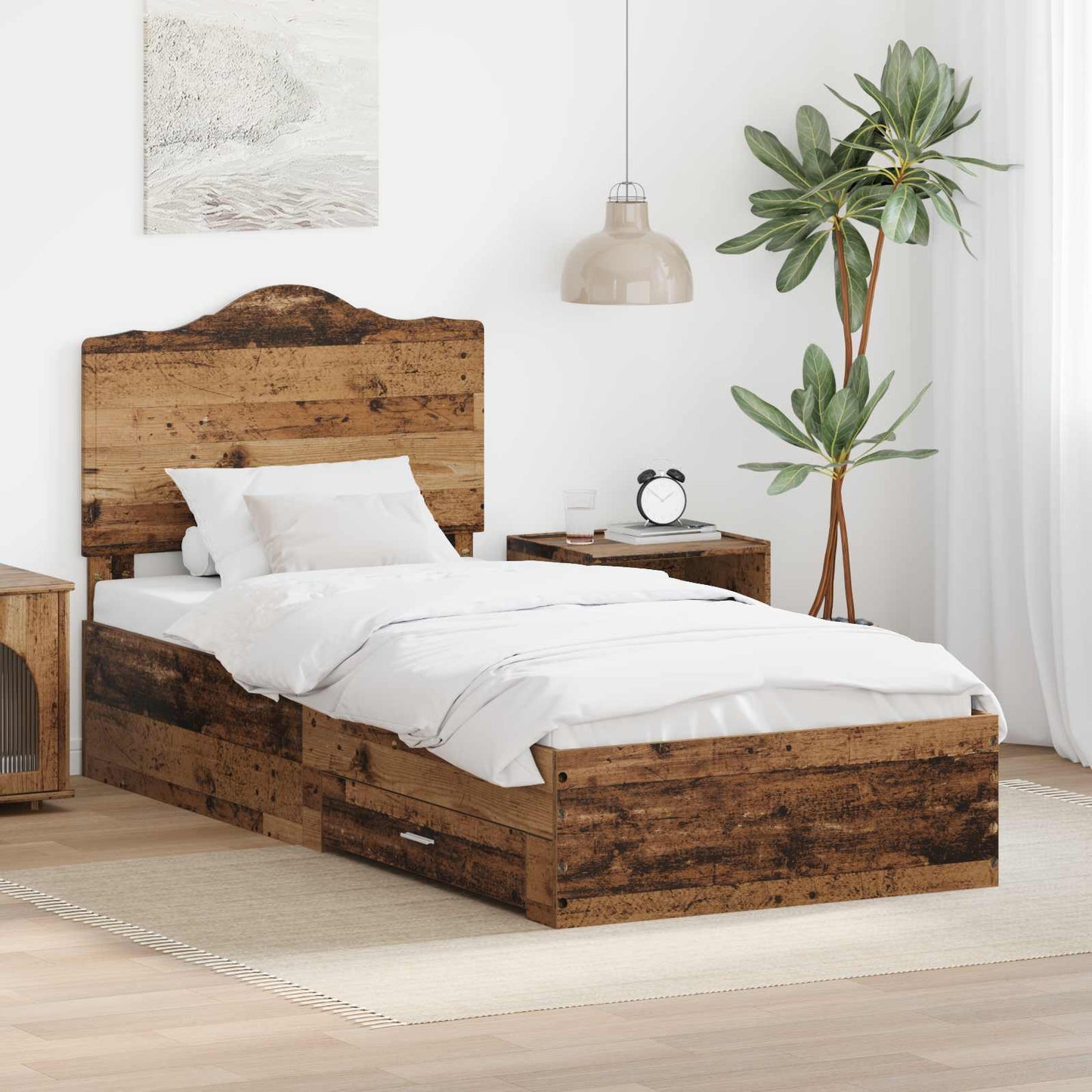 Bed Frame with Headboard Old Wood 100 x 200 cm Engineered Wood