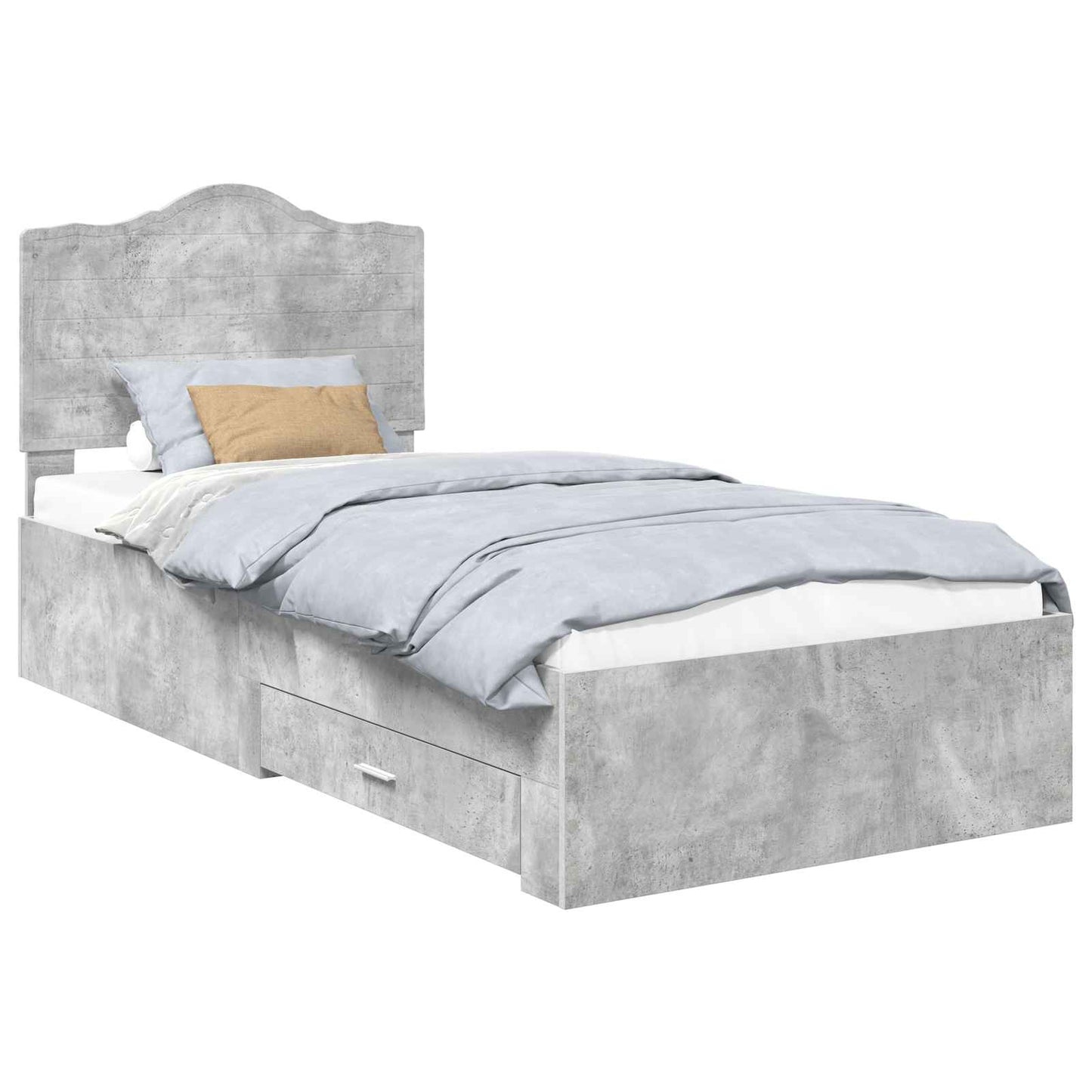 Bed Frame with Drawer Concrete Grey 90 x 200 cm Engineered Wood