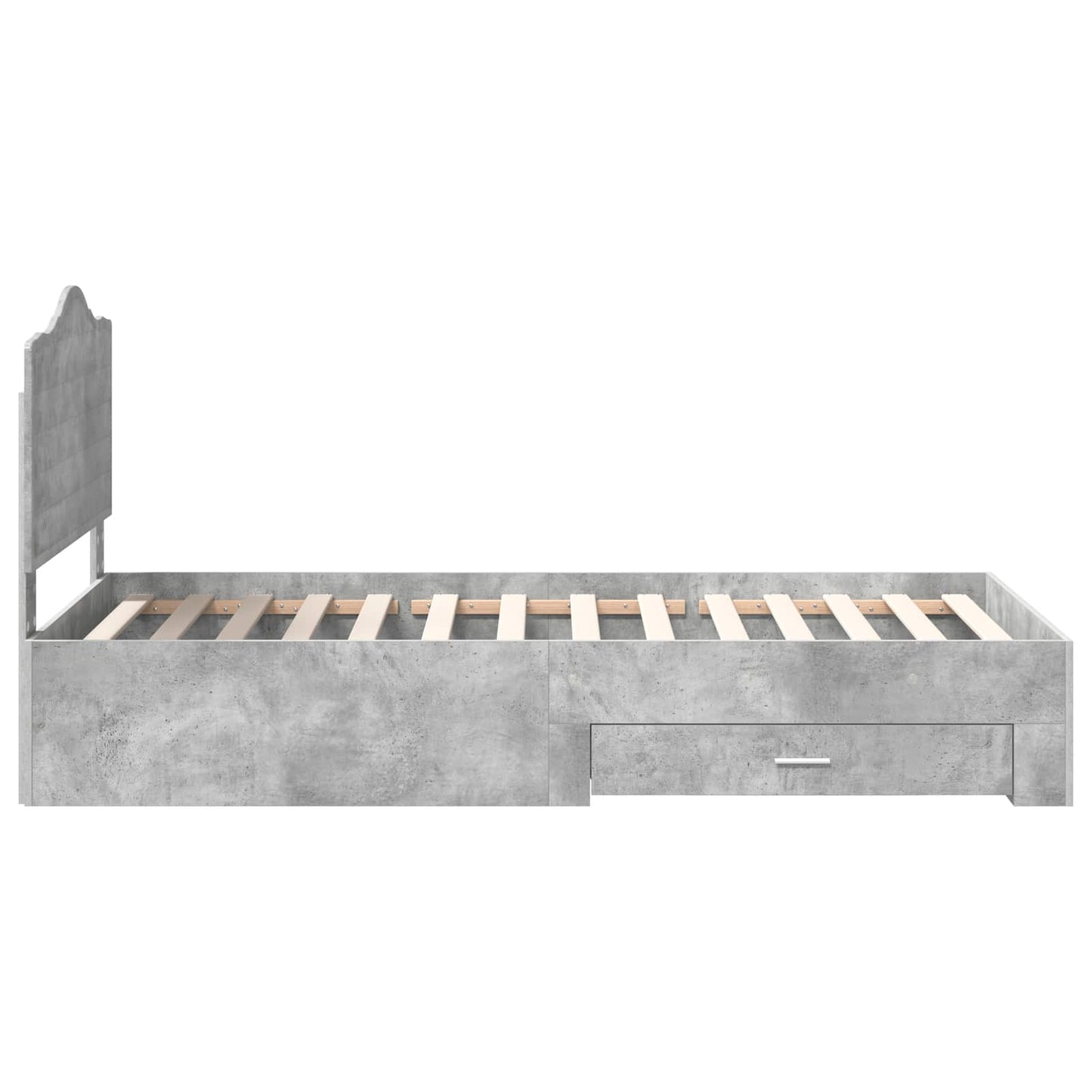Bed Frame with Drawer Concrete Grey 90 x 200 cm Engineered Wood