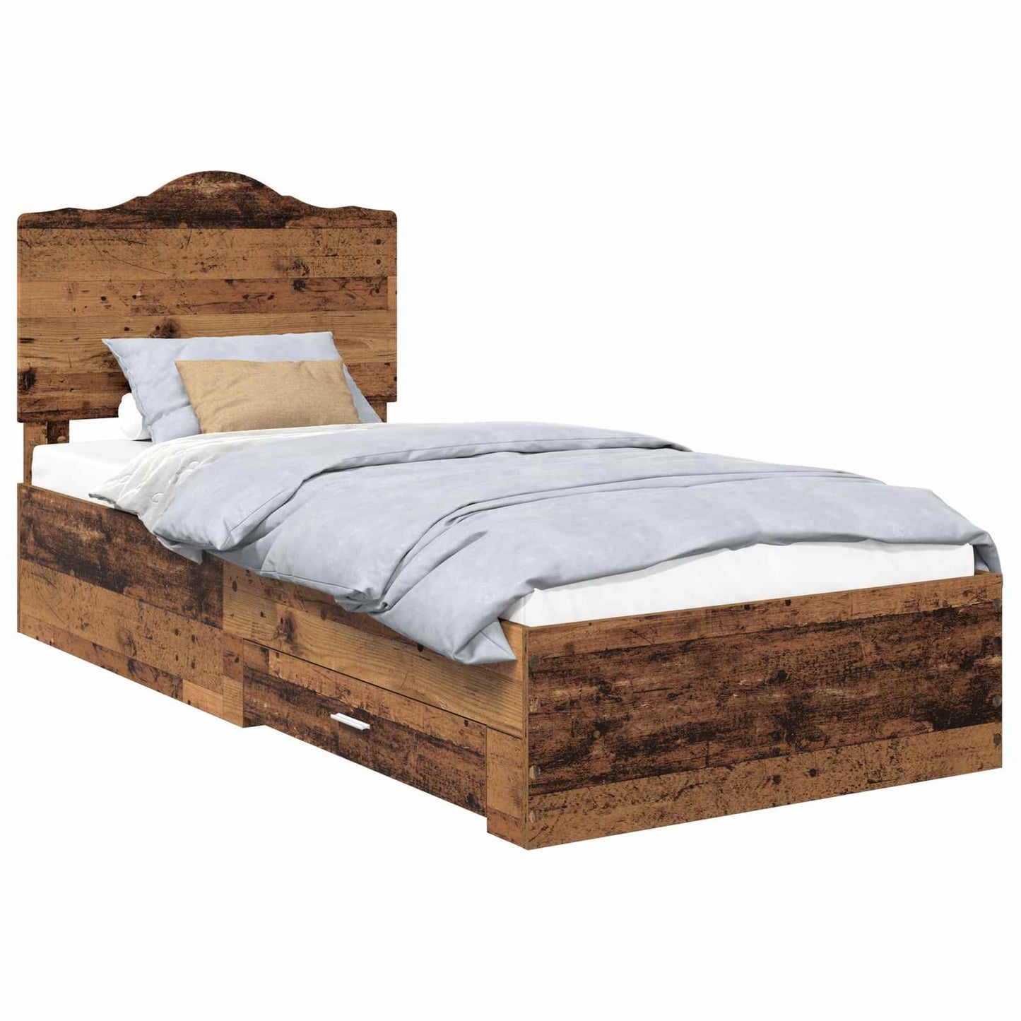 Bed Frame with Headboard Old Wood 90 x 200 cm Engineered Wood