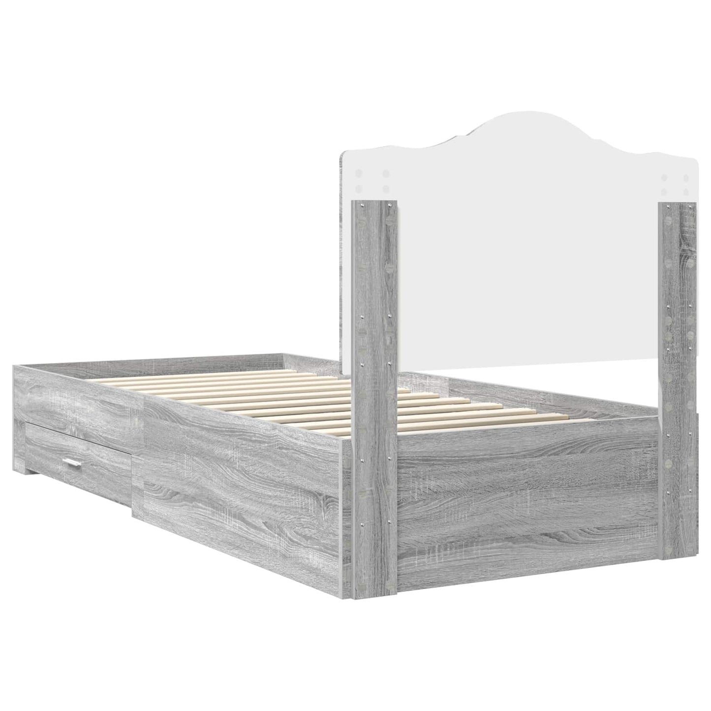 Bed Frame with Drawer Grey Sonoma 90 x 190 cm Engineered Wood