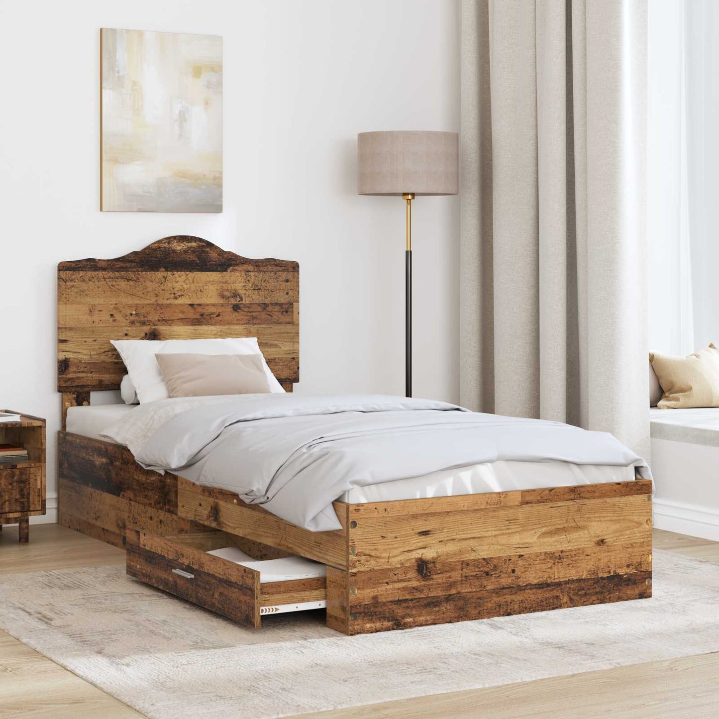 Bed Frame with Headboard Old Wood 90 x 190 cm Engineered Wood