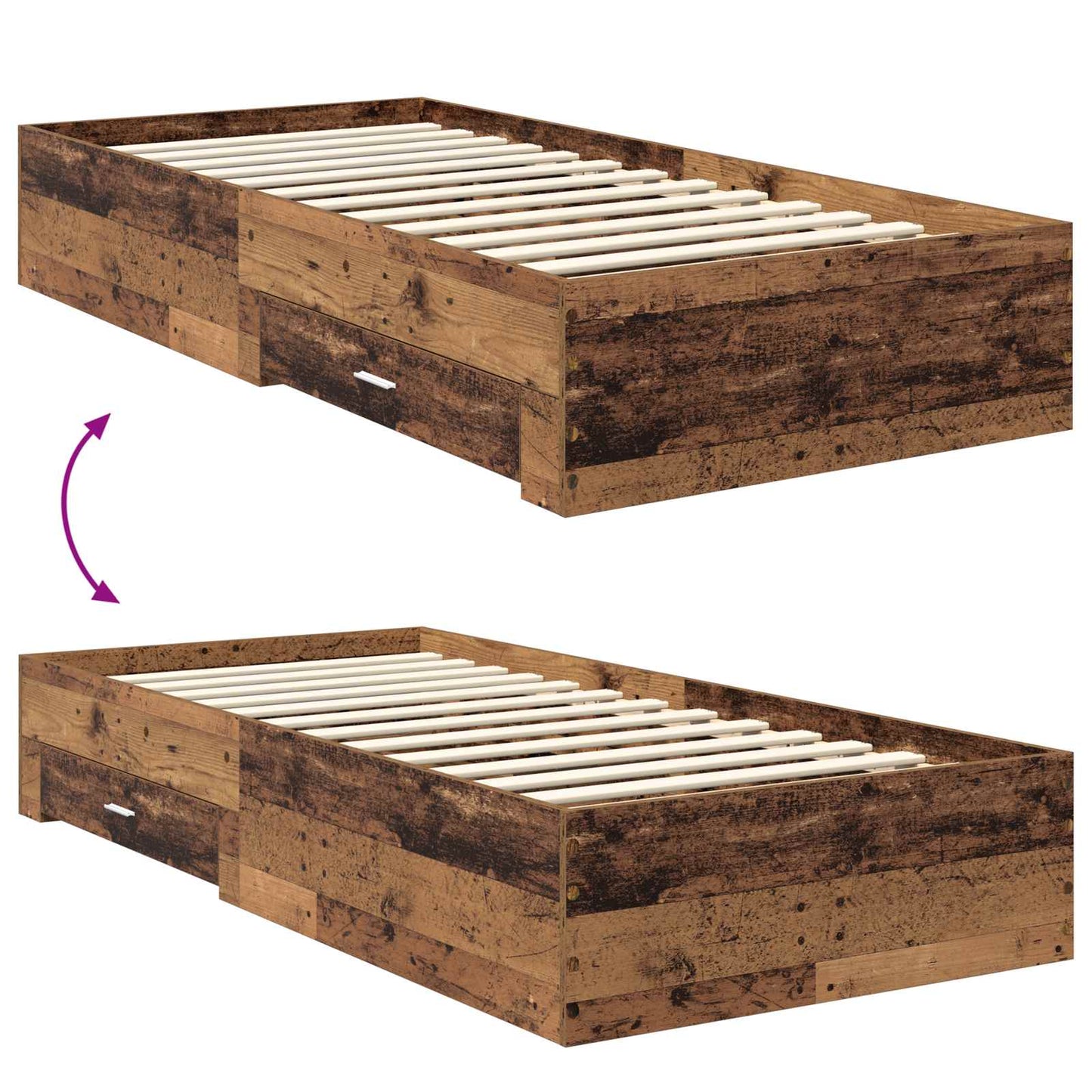 Bed Frame with Headboard Old Wood 90 x 190 cm Engineered Wood