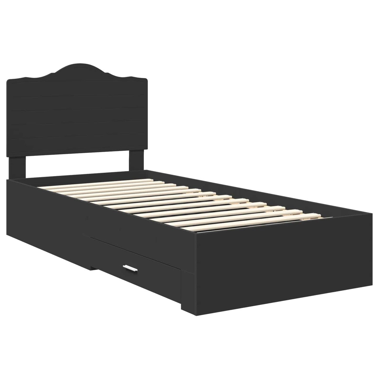 Bed Frame with Headboard Black 70 x 190 cm Engineered Wood